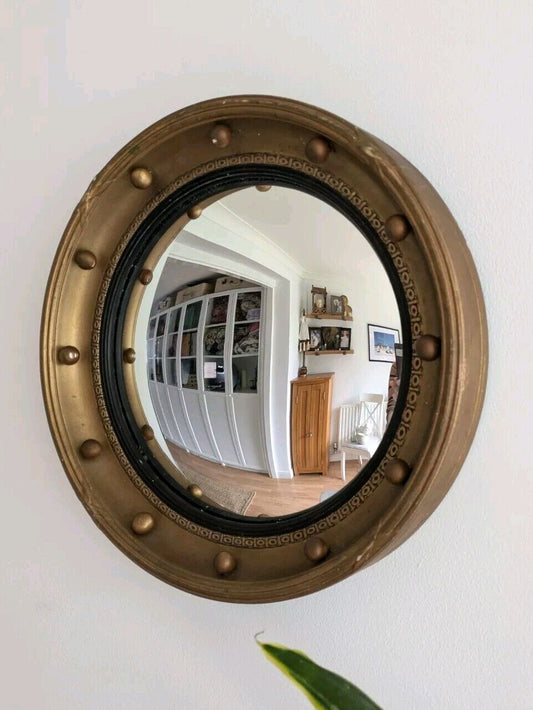Antique Early / Mid 20th Century Butlers Porthole Convex Mirror Regency Style