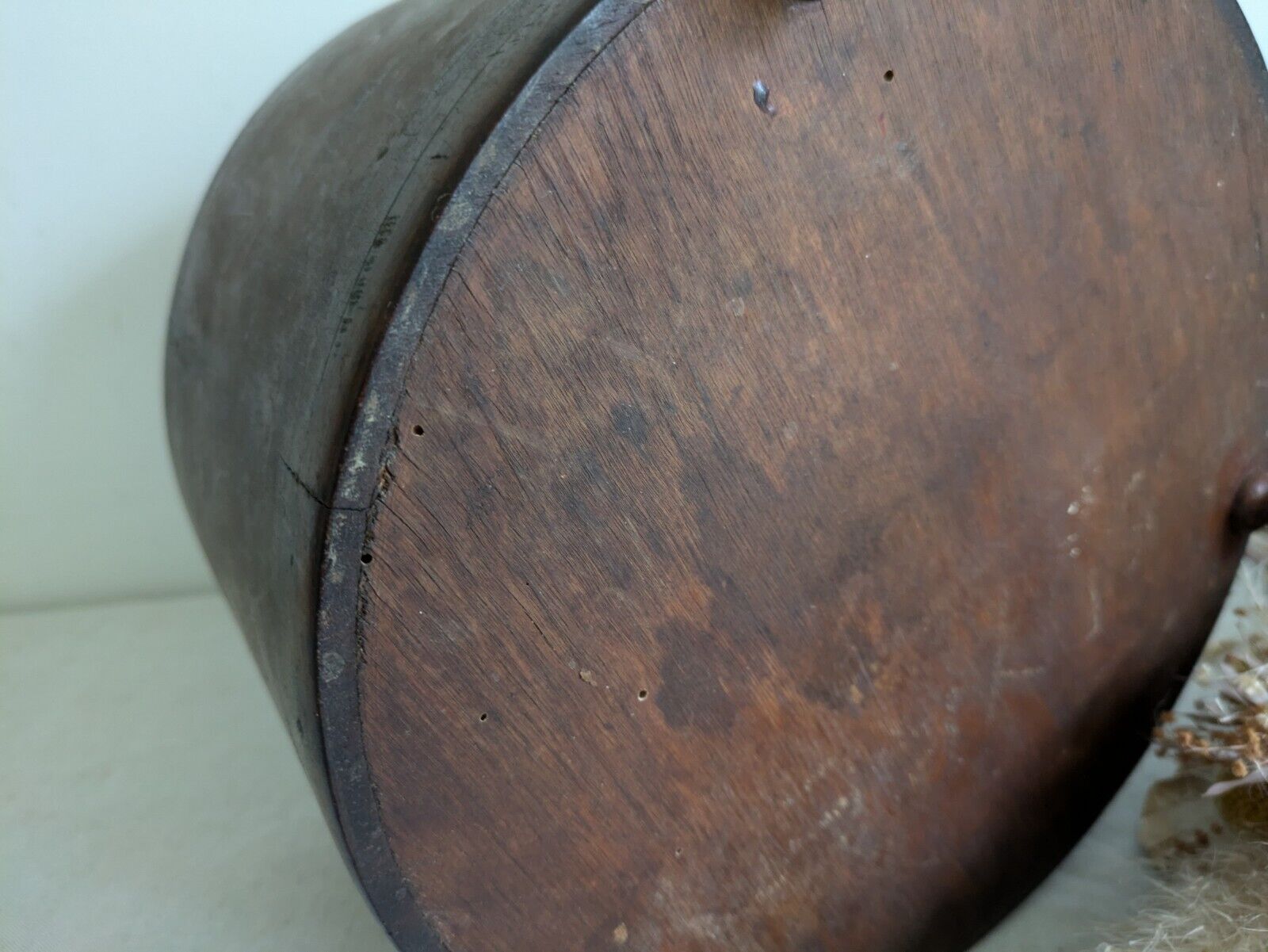 ANTIQUE BENTWOOD LINED WOOD ROUND WOODEN PLANTER PLANT POT TREEN VTG JARDINERE