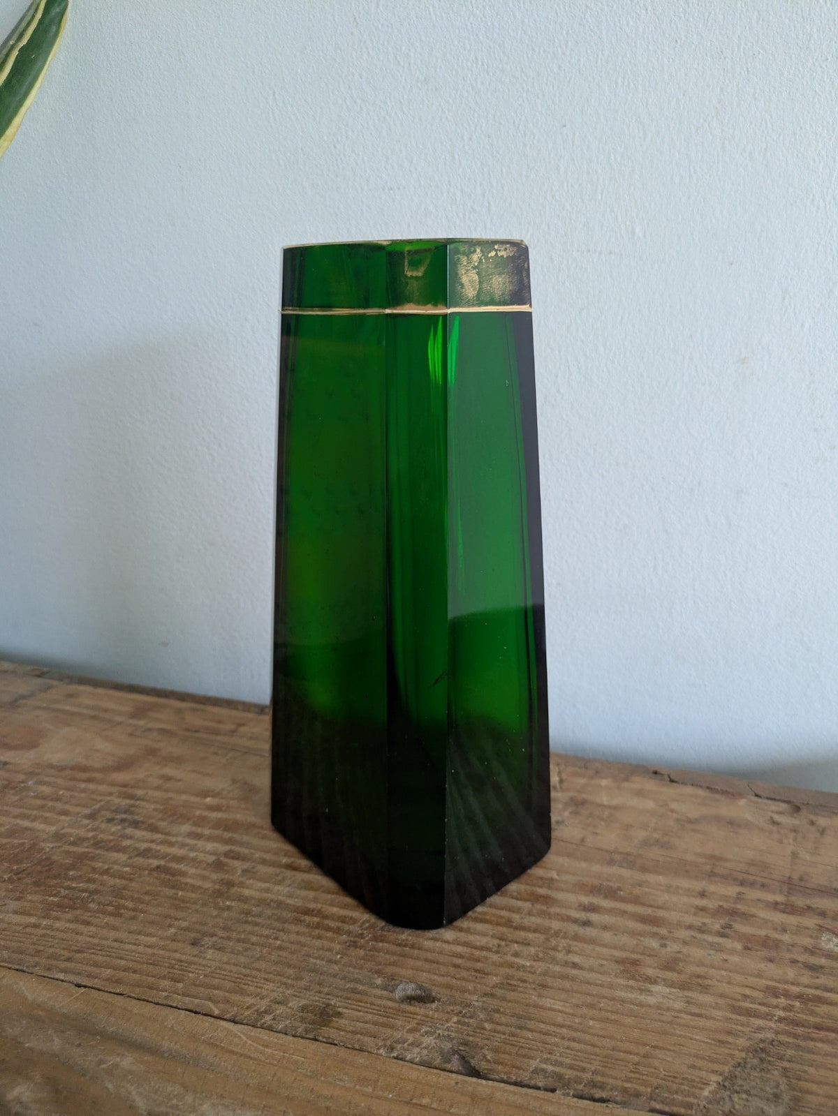 Rare Antique Vase Circa 1900 Claus Josef Riedel Polaun Art Deco Green Gilt Vtg