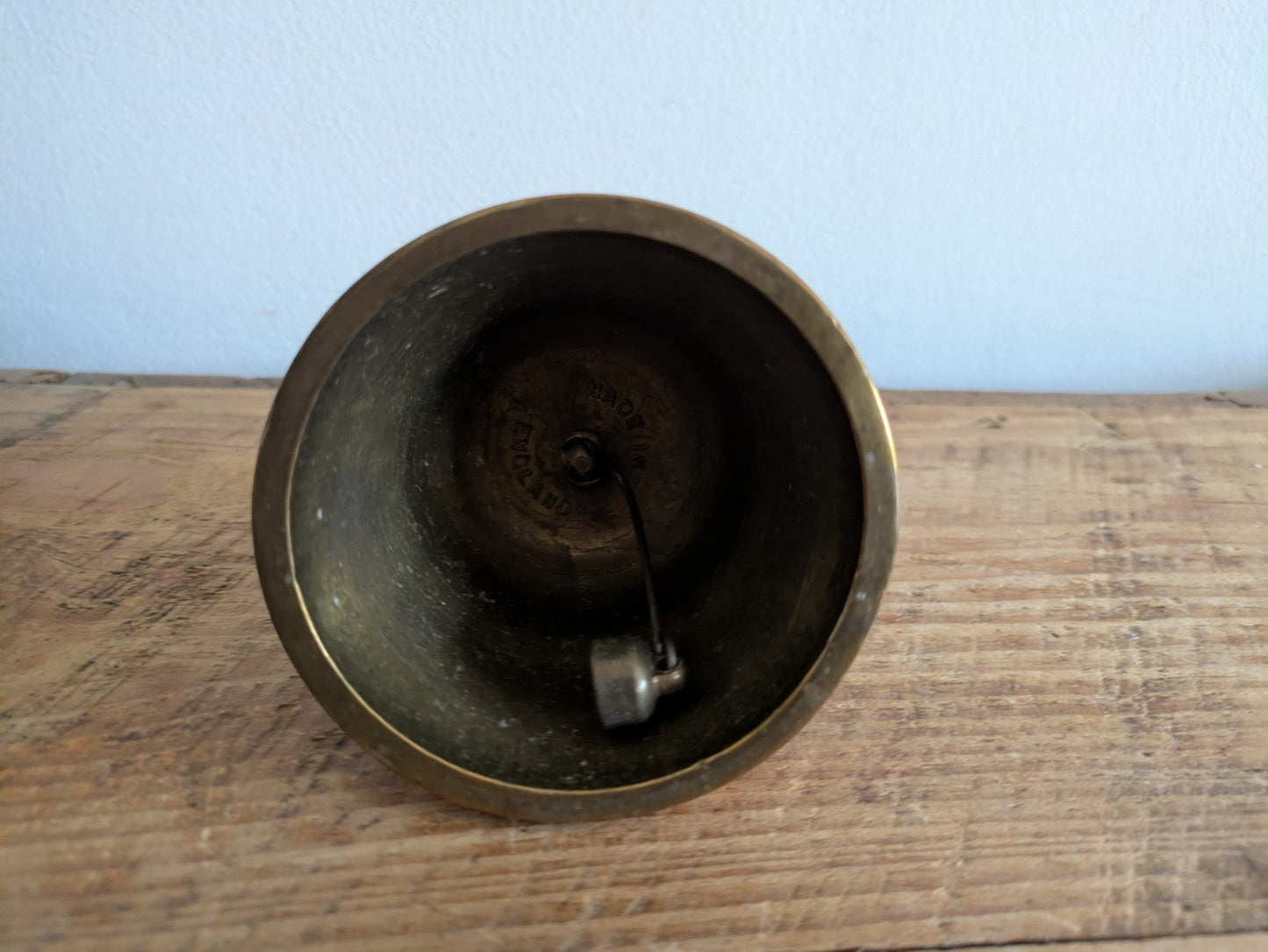 Sanctuary Bell 'Acnvs Pelicanvs Leo & Aovila' England Vintage Brass With Clapper