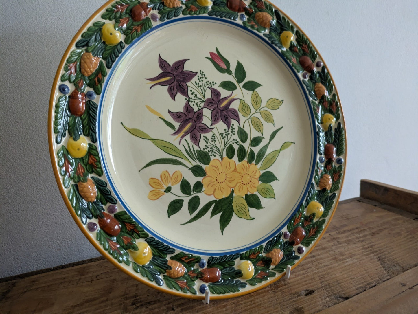 Royal Adams Ivory Titian Ware Dinner Plate Hand Painted Foliage Border Floral!!