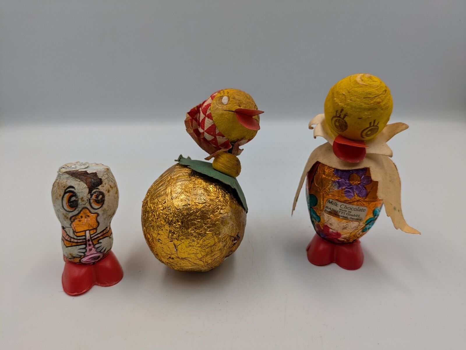 4x Vtg Chocolate Confectionary Shop Display Sarotti Chick Easter Bird Parrot Old