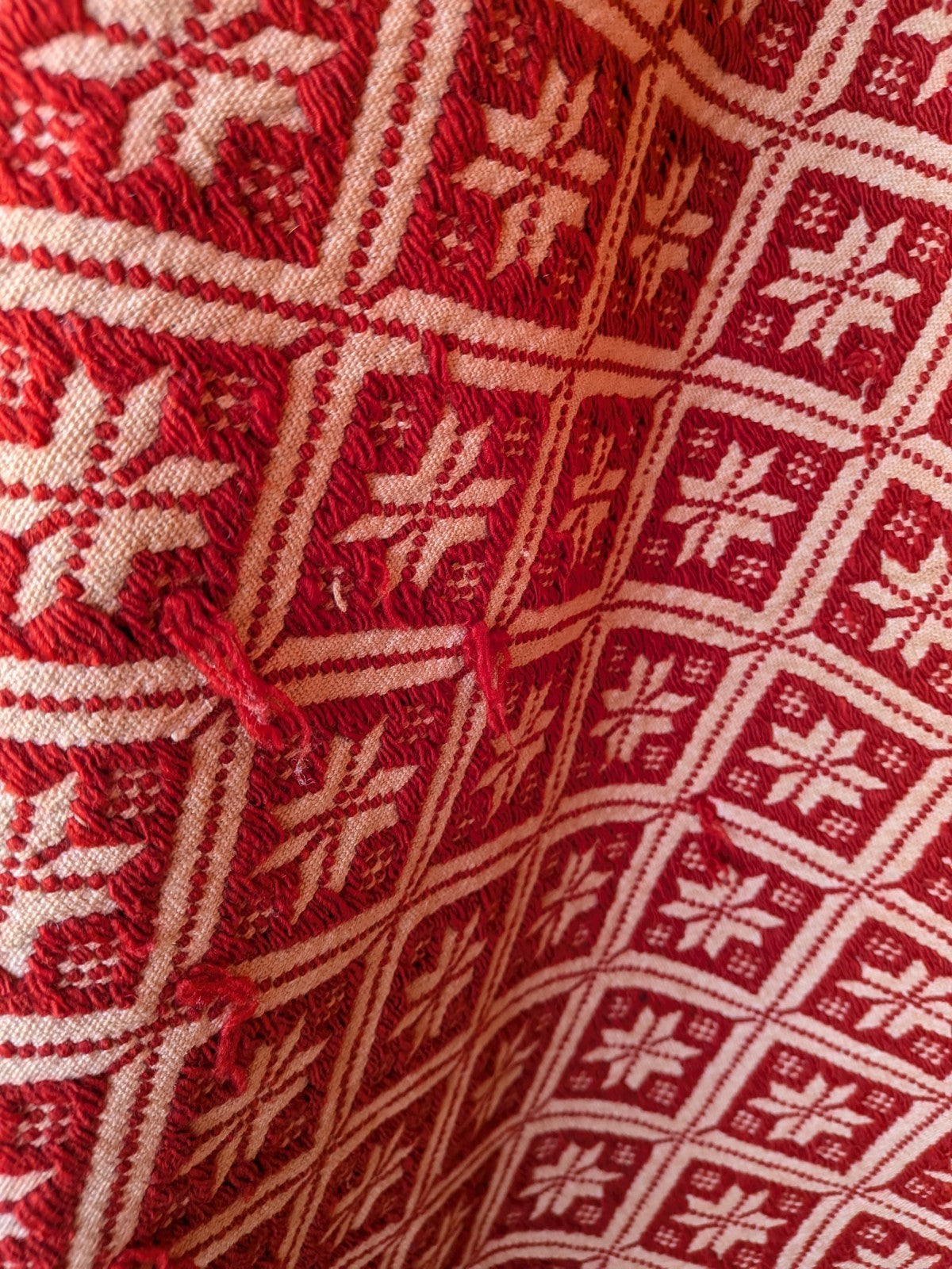 Sindhi Rald Bangladesh Blanket Handmade Woven Vintage Red Patterned Bengal Thick