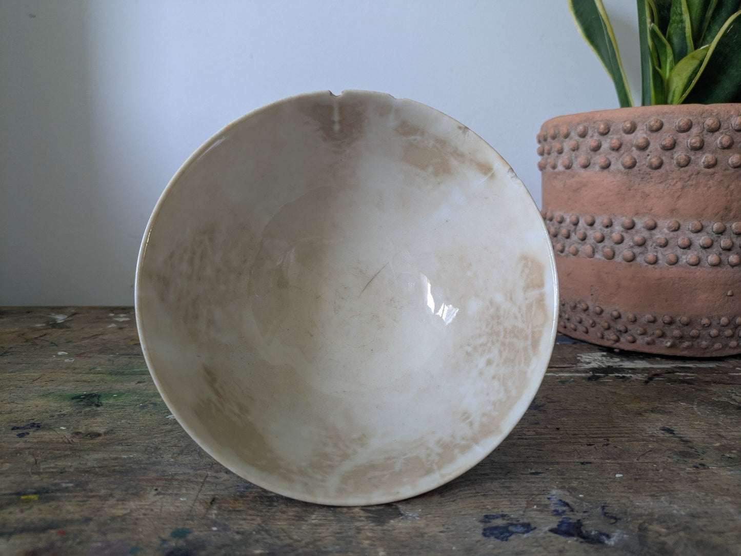 19th C. French Porcelain Round Serving Bowl Gilt Design c. 1800-50 Early Antique