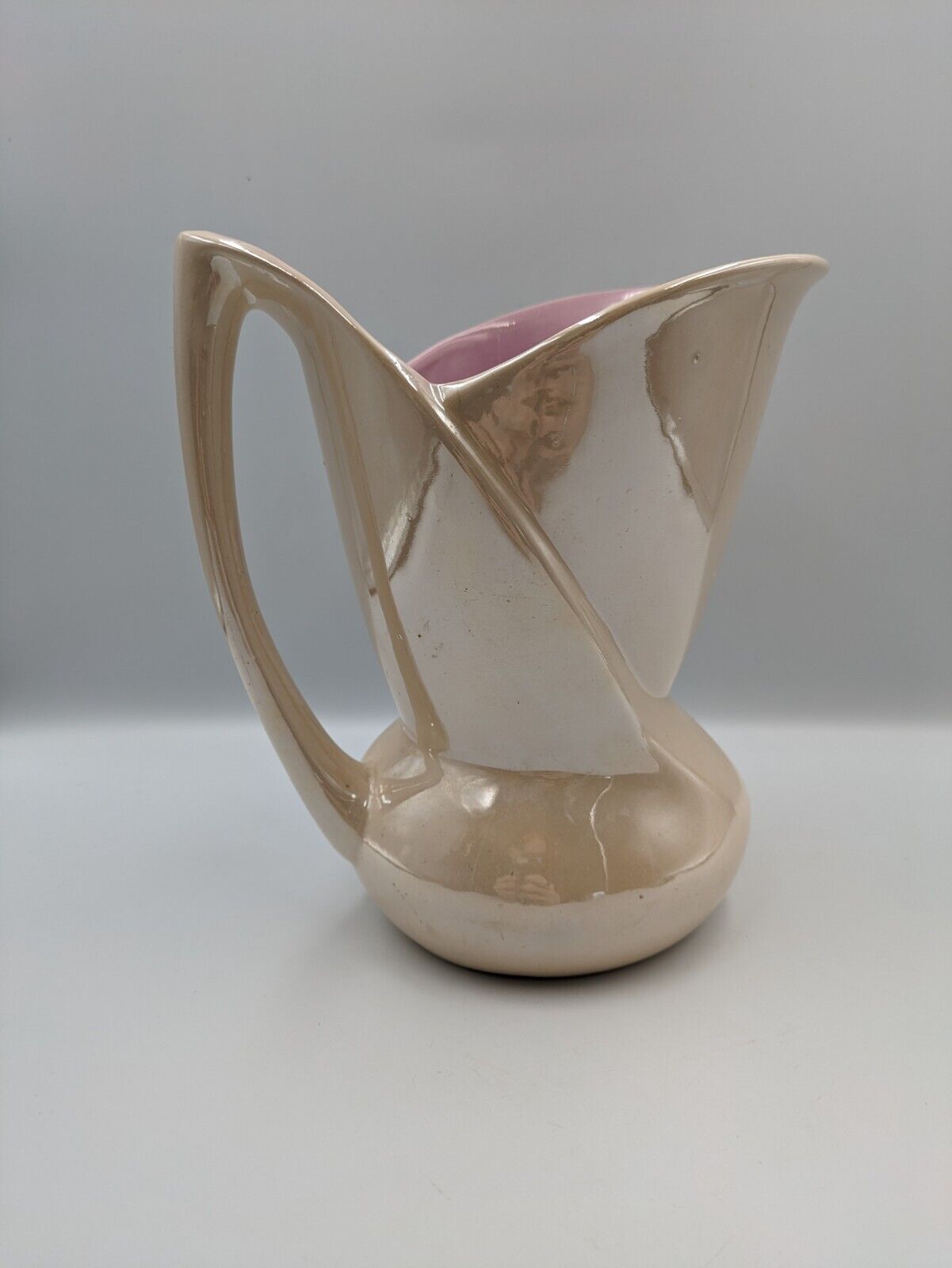 Vtg Art Deco Royal Norfolk Ceramic Iridescent Hand Painted Floral Pitcher Jug