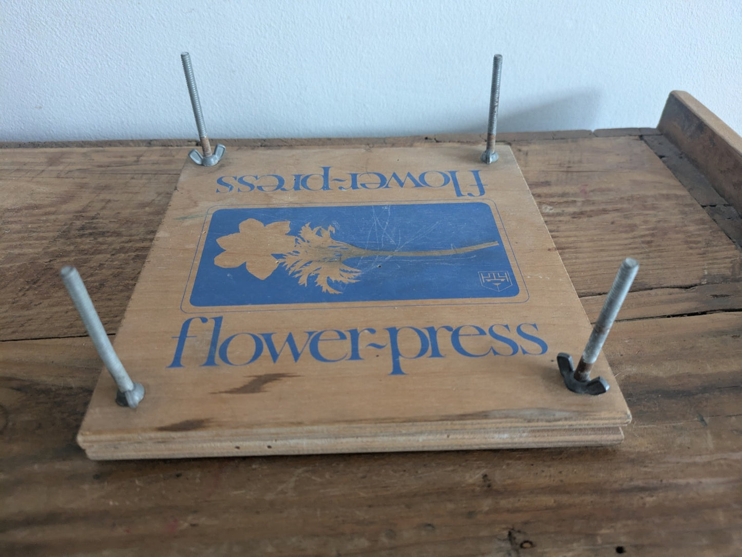 Vintage Wooden Rare Habitat Large Flower Press Made In England 1970s 18.7cm Sq 