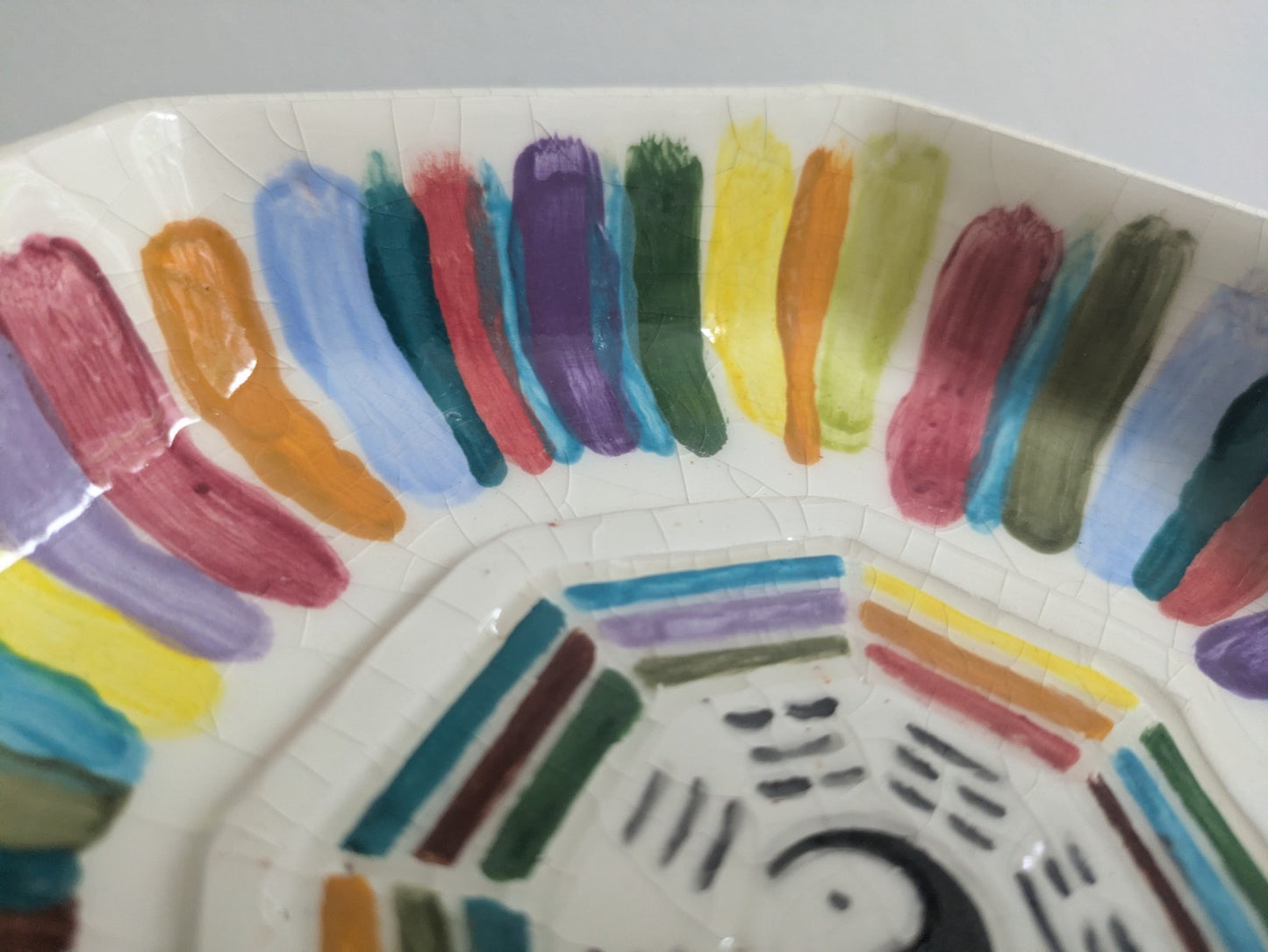 Yin Yang Octagon Dish Bowl Pantone Colour Wheel Palette Artist Ceramic Feng Shui