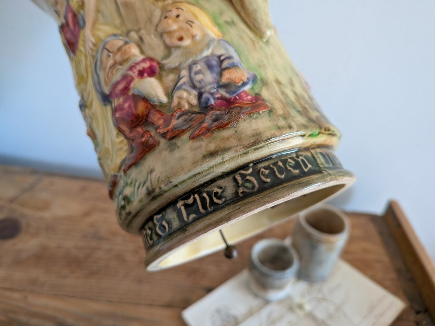 Rare Wadeheath Musical Snow White & The Seven Dwarfs Jug c1938 Art Deco, Working