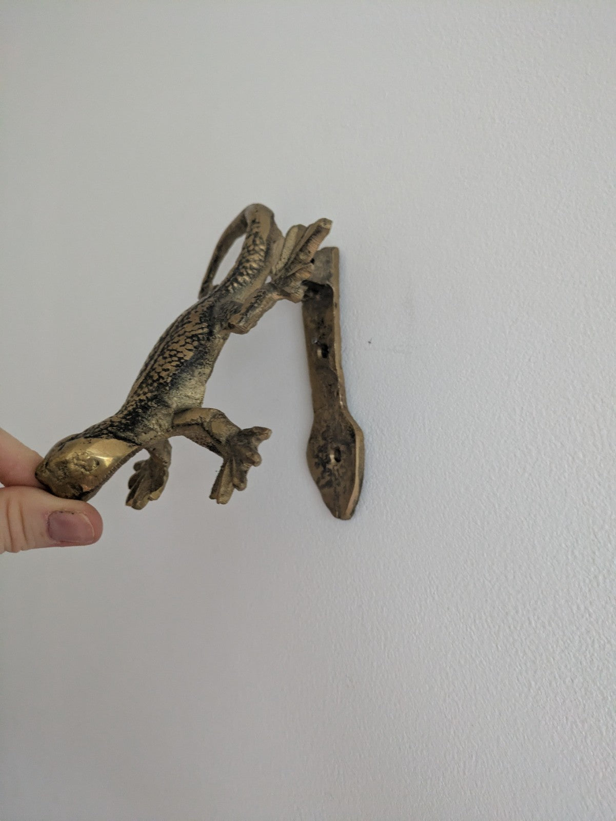 Front Door Knocker Lizard Antique Brass Animal Heavy Chunky Large Vintage Prop