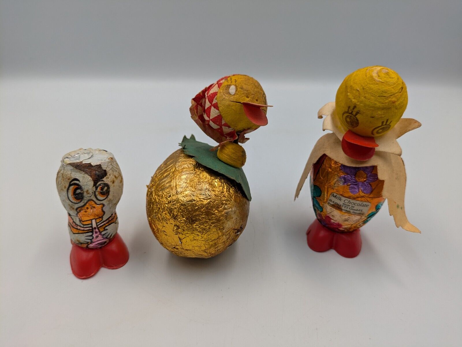 4x Vtg Chocolate Confectionary Shop Display Sarotti Chick Easter Bird Parrot Old