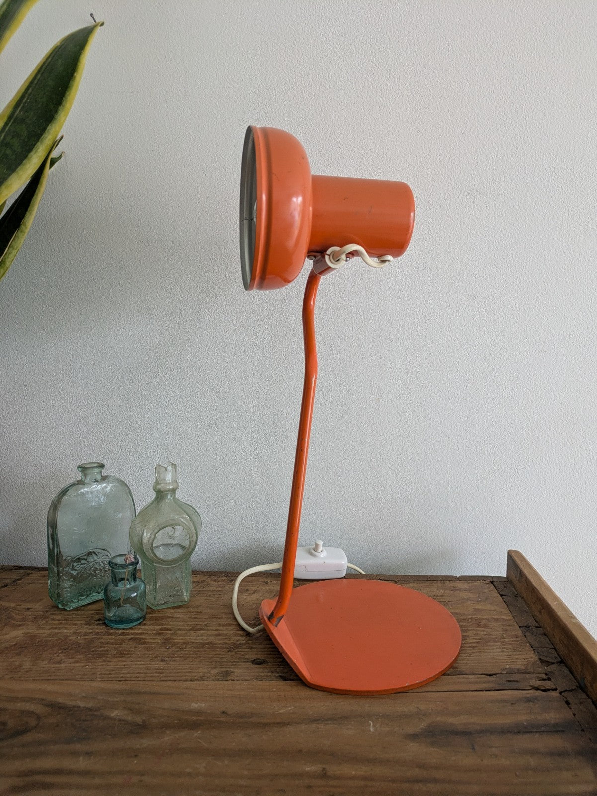 Vtg Midcentury German Leuchten Retro Desk Reading Lamp Light Orange Metal 60/70s