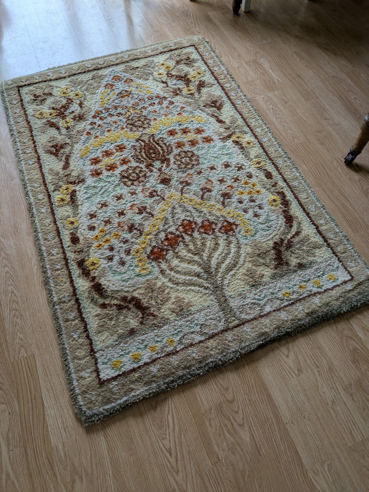rug quality carpet fireside Tree Of Life vintage retro rectangular old rare Vgc