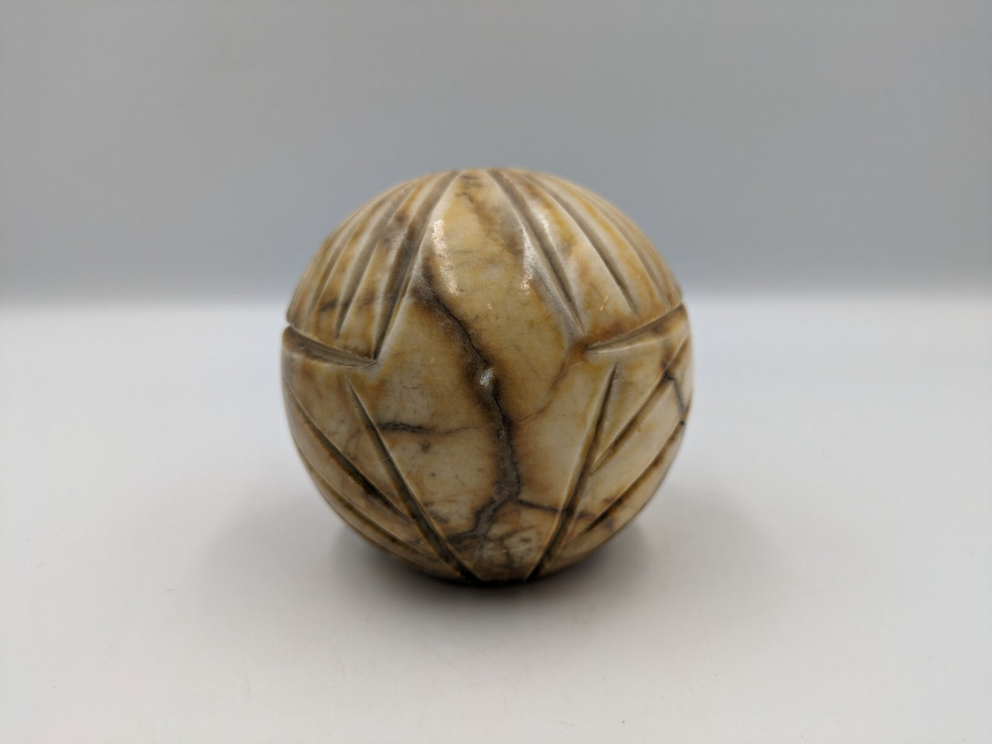 Vintage Retro Kitsch Alabaster Stone Owl Carved Yellow Glass Eyes Stone 7.5cm
