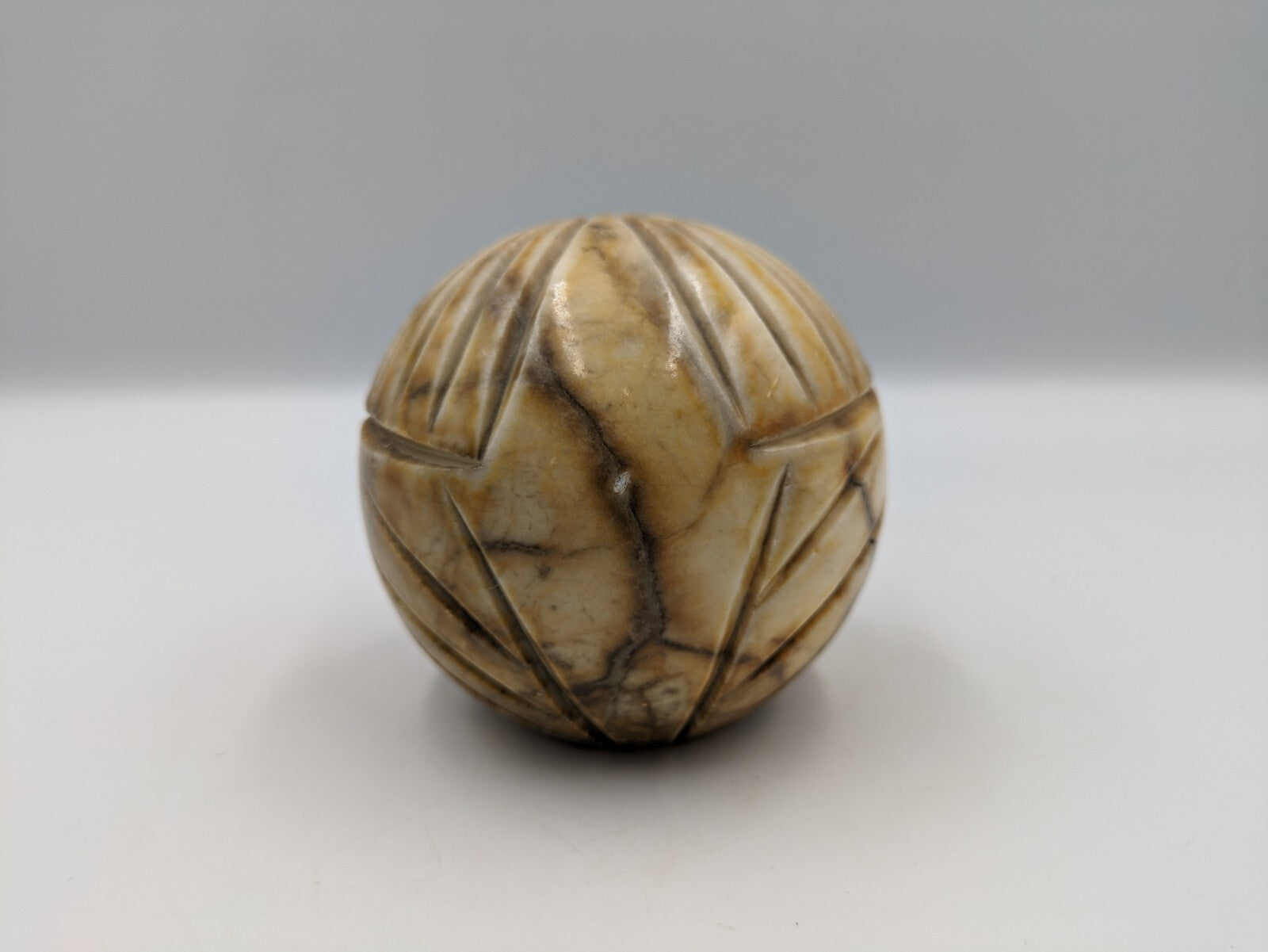Vintage Retro Kitsch Alabaster Stone Owl Carved Yellow Glass Eyes Stone 7.5cm