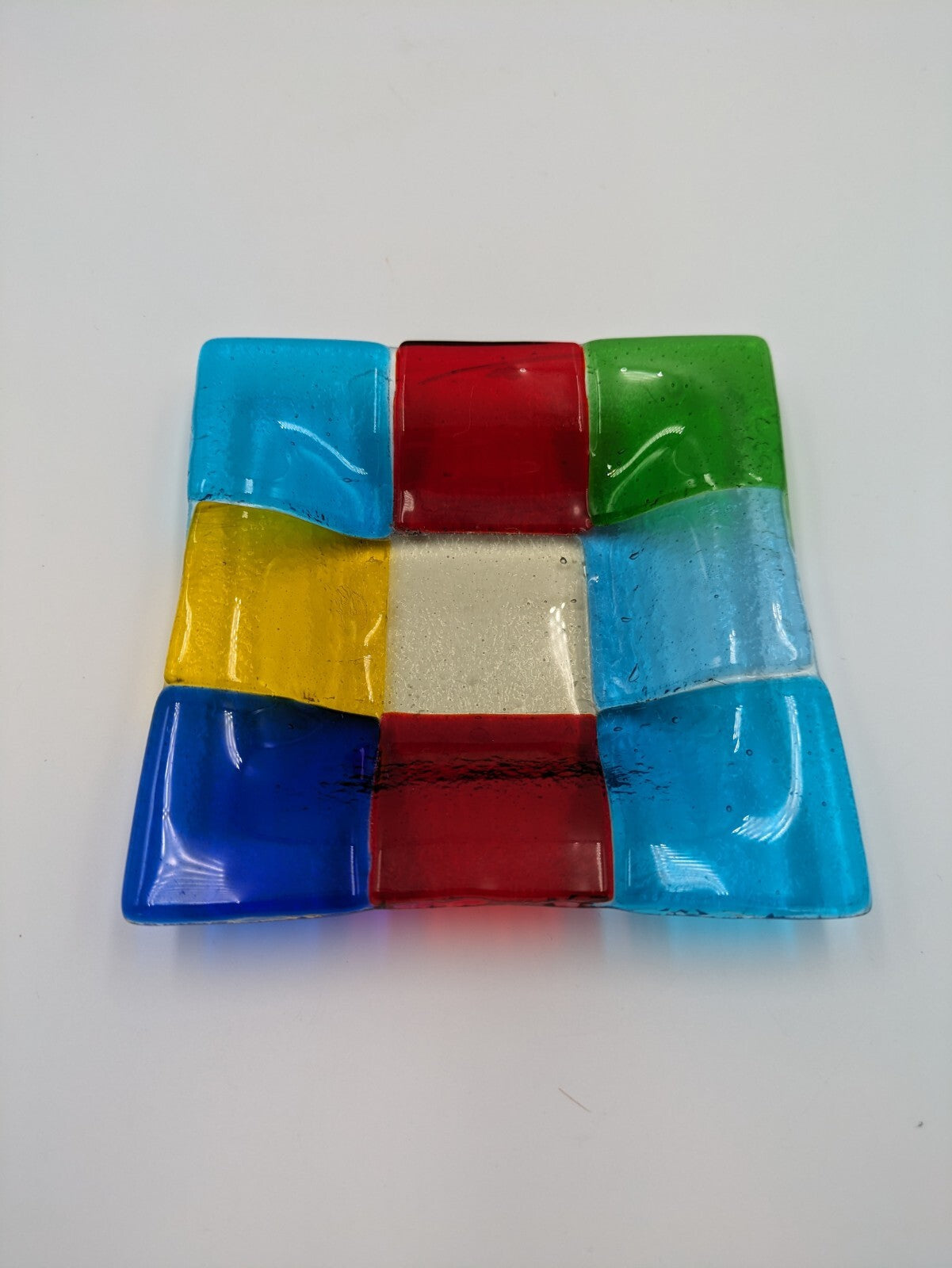 Murano Glass Fused Trinket Dish A. Dal Borgo Venezia Candy Square Color Block