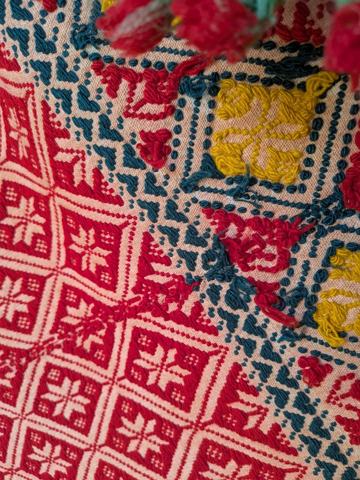 Sindhi Rald Bangladesh Blanket Handmade Woven Vintage Red Patterned Bengal Thick
