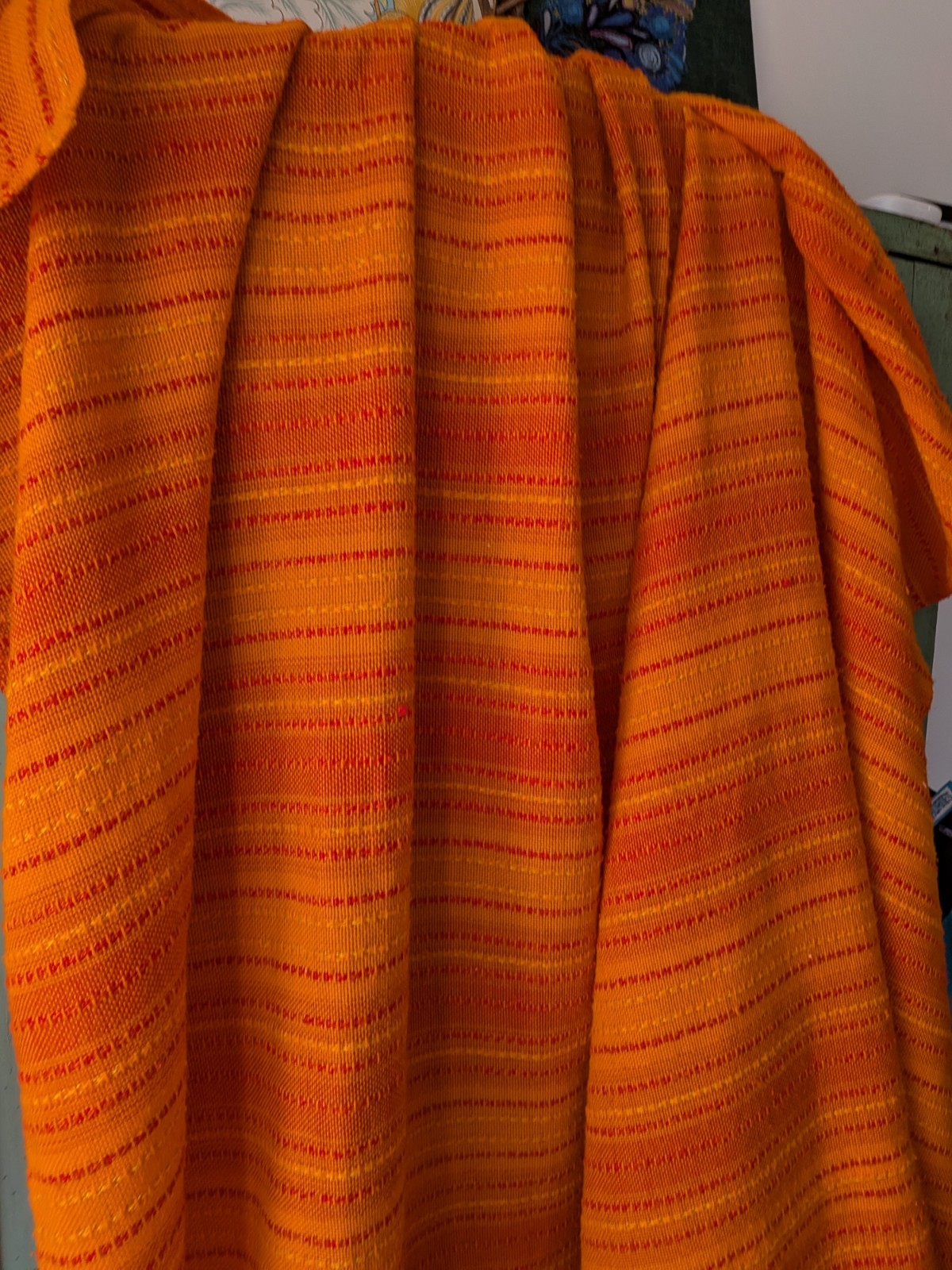 Vintage Retro Orange Polyester Double Bedspread Topper Bedding RARE Prop Woven