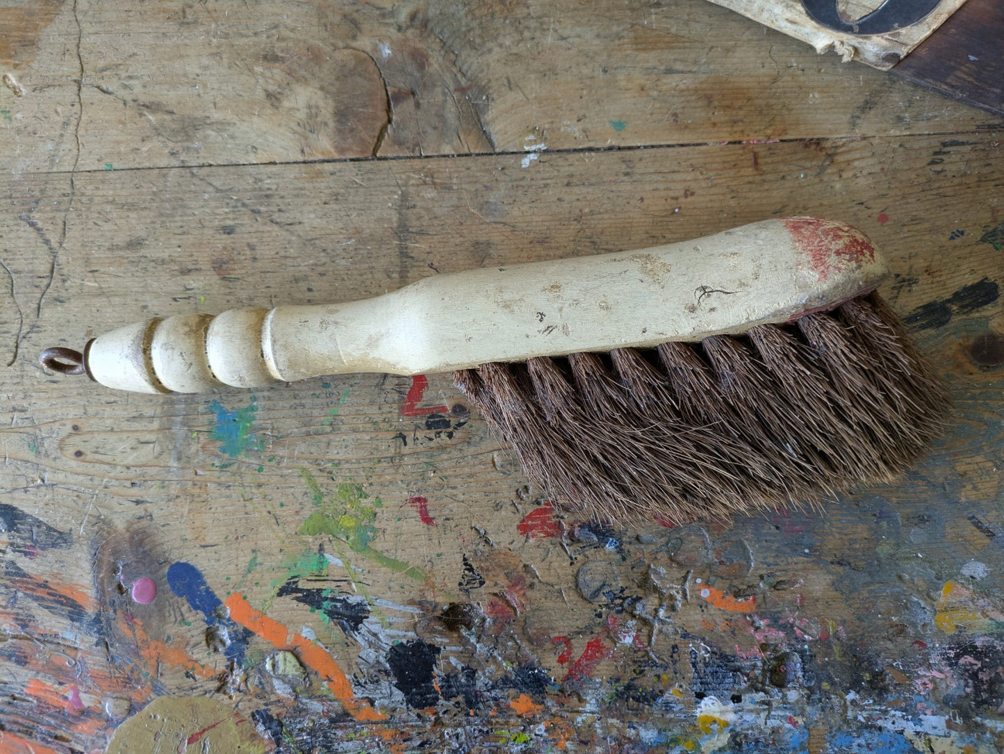Antique Early Cleaning BRUSH Large Kitchen Pantry Horse Hair Hanging Prop Decor 