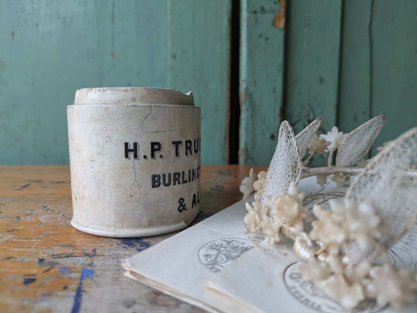ANTIQUE c1890s H.P. TRUEFITT BURLINGTON ARCADE LONDON & ALDERSHOT COLD CREAM POT