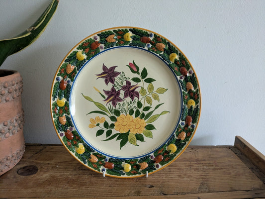 Royal Adams Ivory Titian Ware Dinner Plate Hand Painted Foliage Border Floral!!