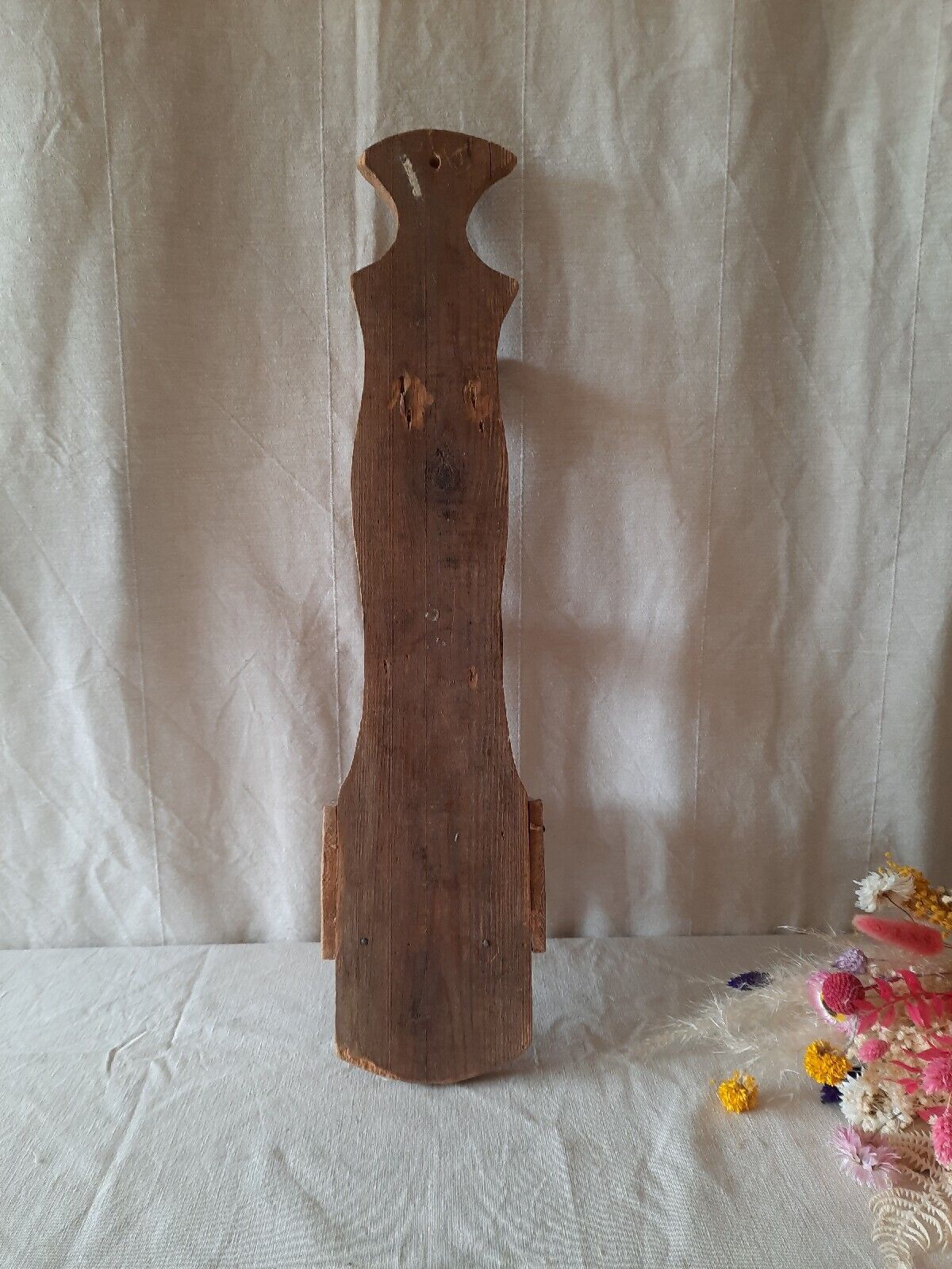 VINTAGE WOODEN WALL ORGANIZER HOLDER LETTERS BILLS RETRO HOOKS KEYS BOX NARROW