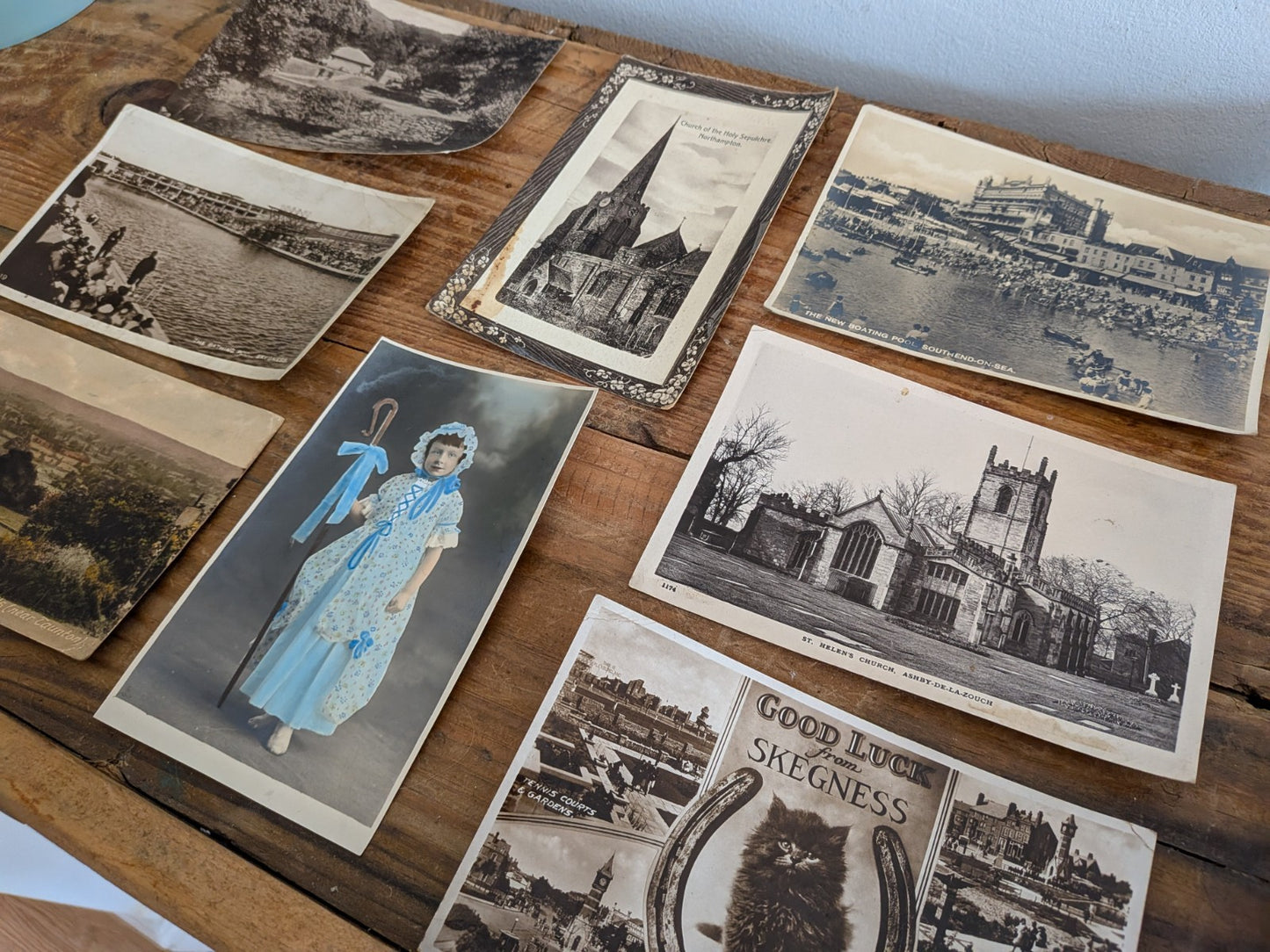 8x 1930s Vtg Vintage Postcards Stamps  Bo Peep Skegness Holiday Tourist Ephemera