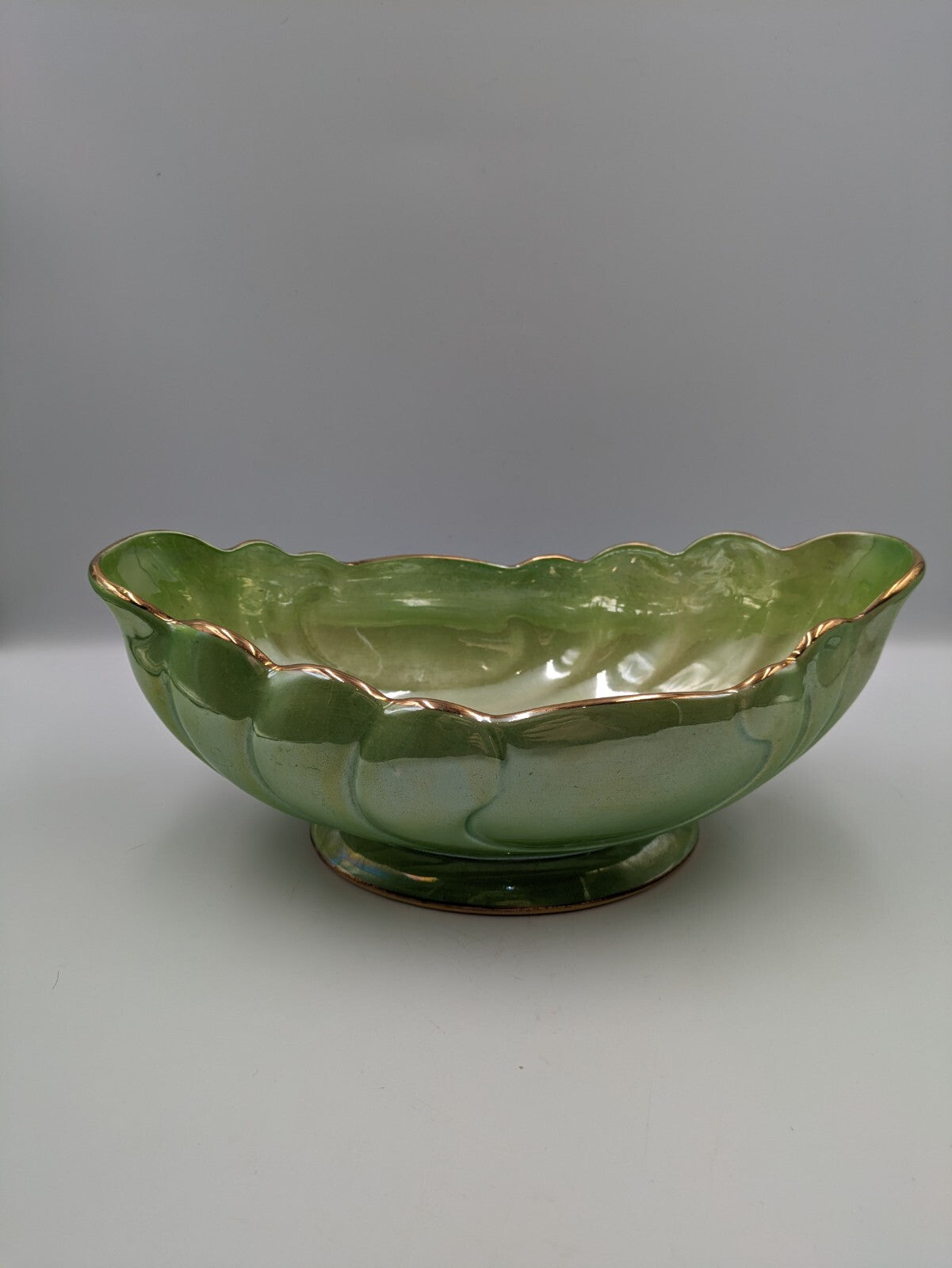 VINTAGE ART DECO MALING GREEN OMBRE LUSTRE WARE MANTLE VASE LARGE RETRO RARE OLD