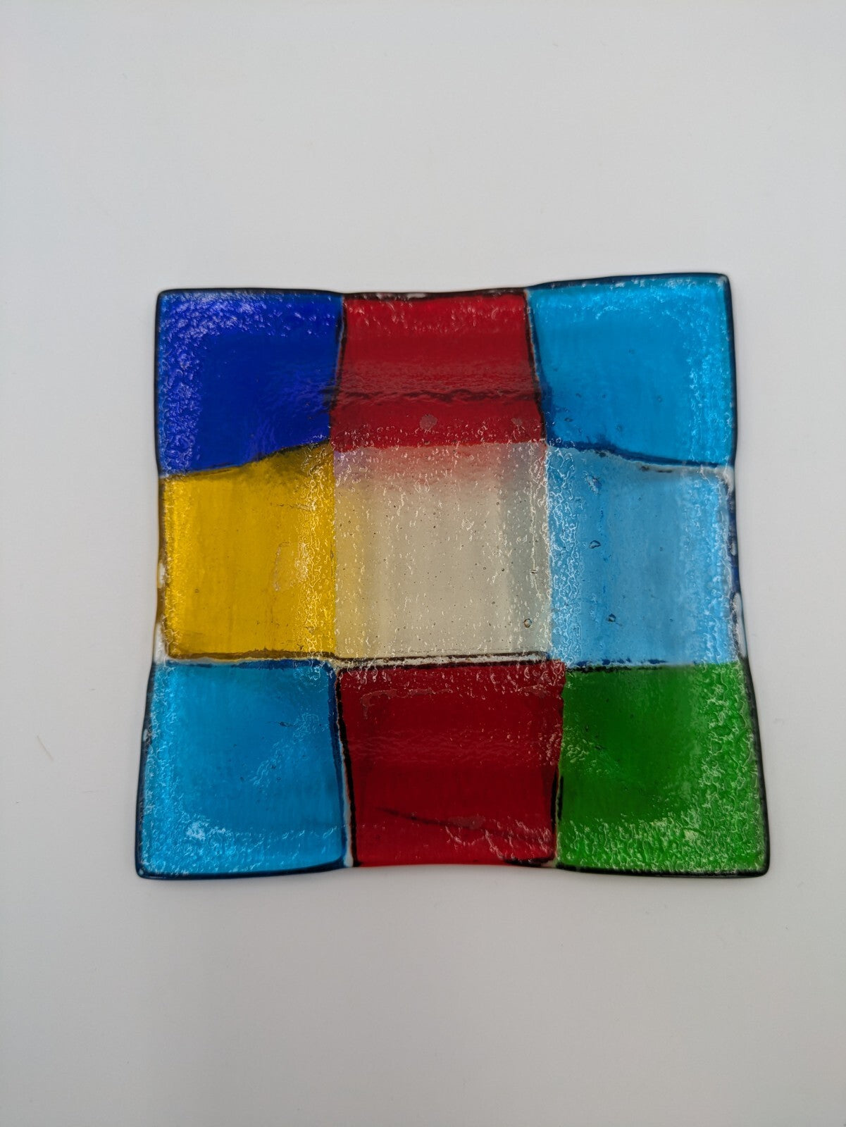 Murano Glass Fused Trinket Dish A. Dal Borgo Venezia Candy Square Color Block