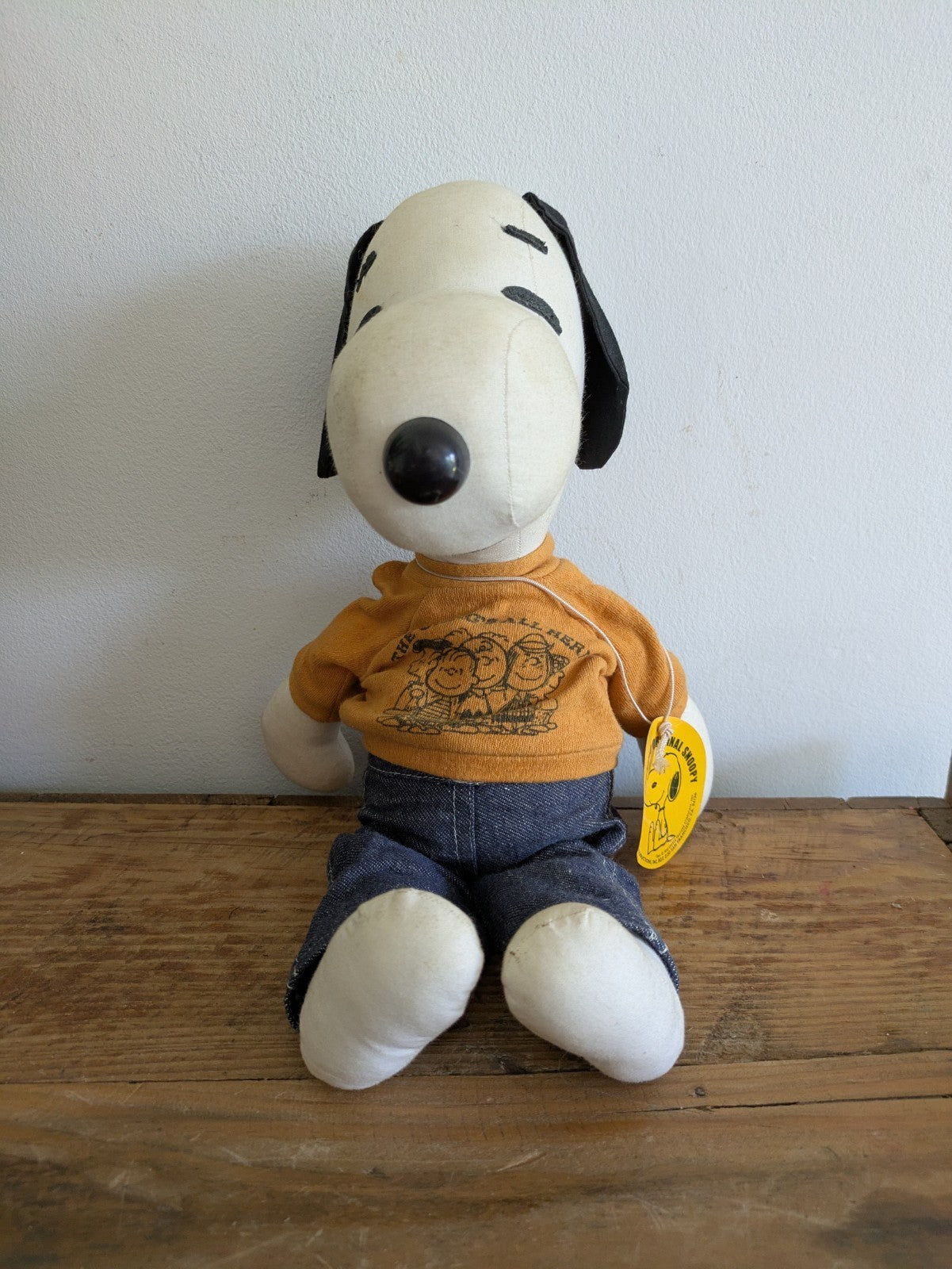 Rare Vintage 1960s Peanuts Snoopy Beige Jumper Sanforized Jeans Cloth Rag Doll L