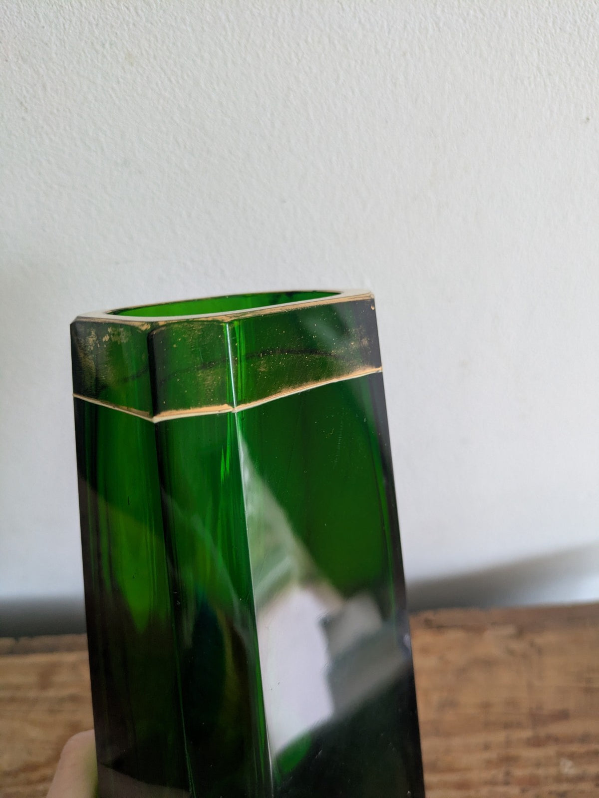 Rare Antique Vase Circa 1900 Claus Josef Riedel Polaun Art Deco Green Gilt Vtg