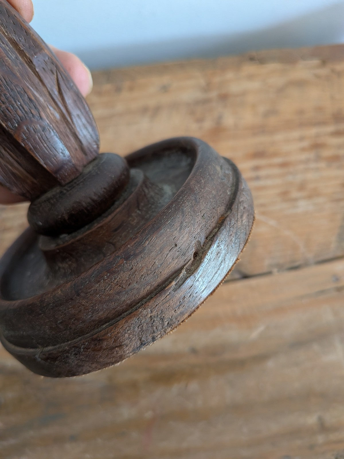 Vintage Antique Stump Oak Candlestick Holders Pair Hand Carved Candle 1930s Deco
