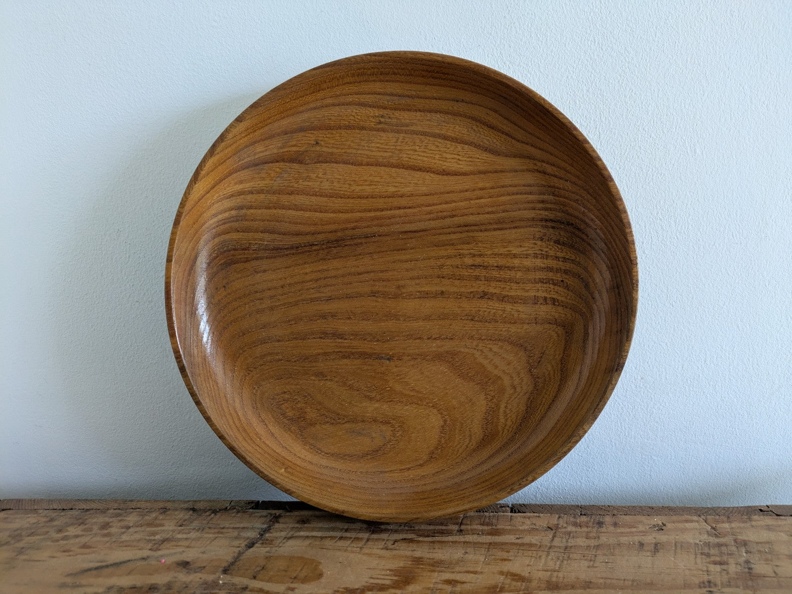 Vintage Mid Century Retro Solid Wood bowl Fruit Serving Round Prop Vgc Platter