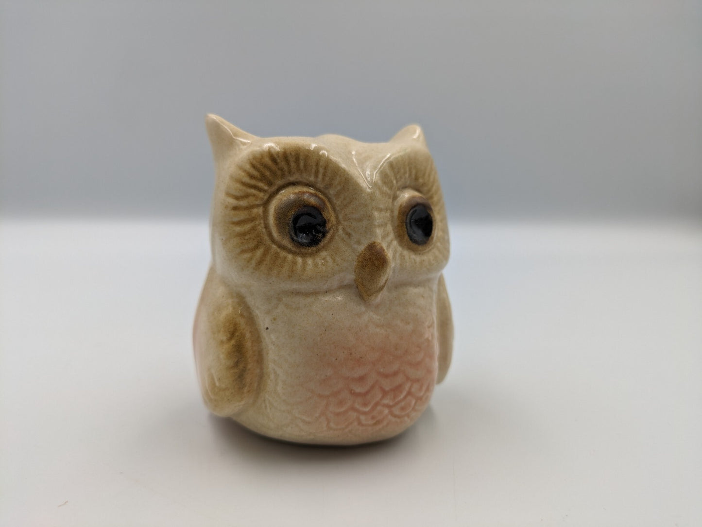 Vintage Retro Kitsch Ceramic Owl Figurine Prop Mid Century Old Original Glazed