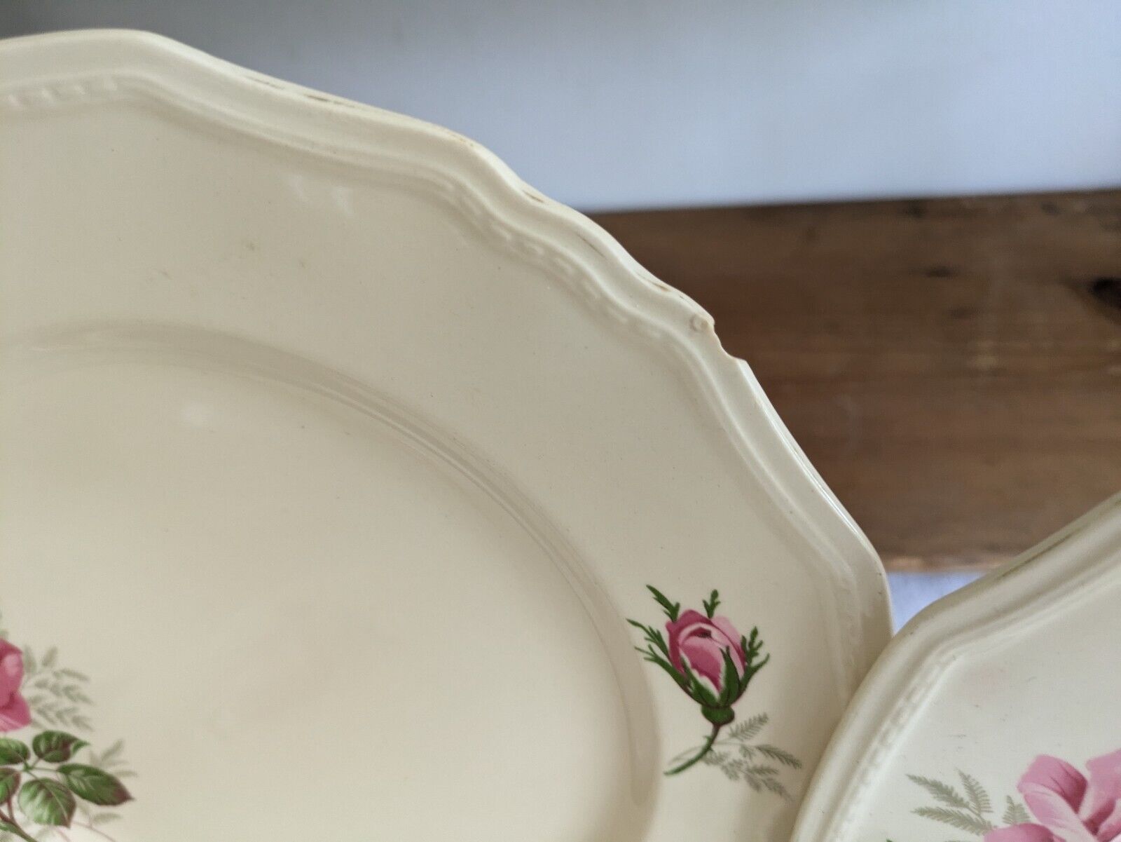6x VINTAGE ALFRED MEAKIN SANDRINGHAM CABBAGE ROSE DINNER PLATE UP CREAM SHABBY 