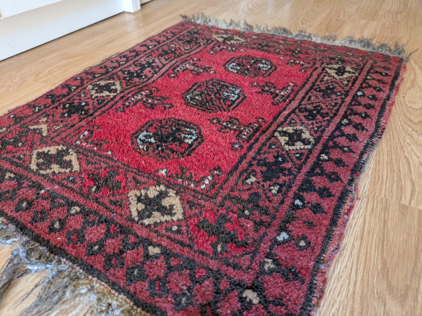 Vintage Oriental Turkish Wool Rug Red Tones 52.5cm x 64cm Eastern Kayam Carpet 