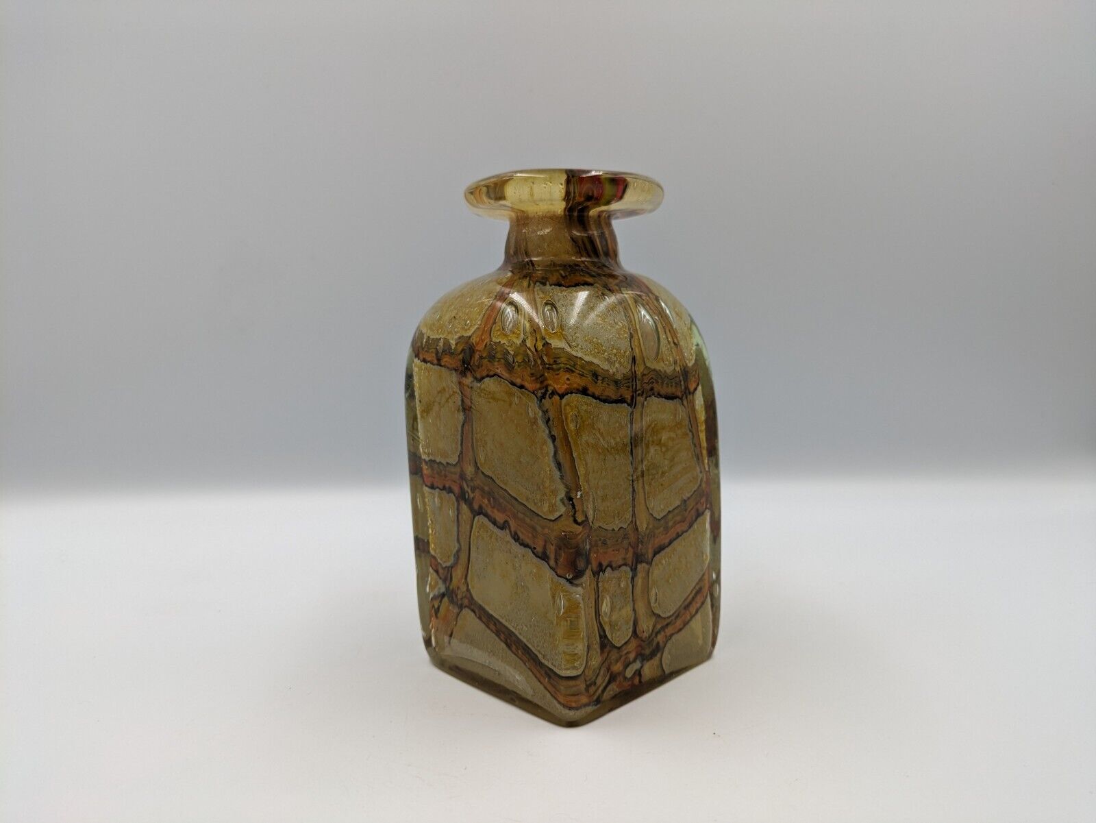 Rare Vtg Mid Cntury Mdina 70s Art Glass Bottle Mdg Vase Earthtones Vicente Boffo