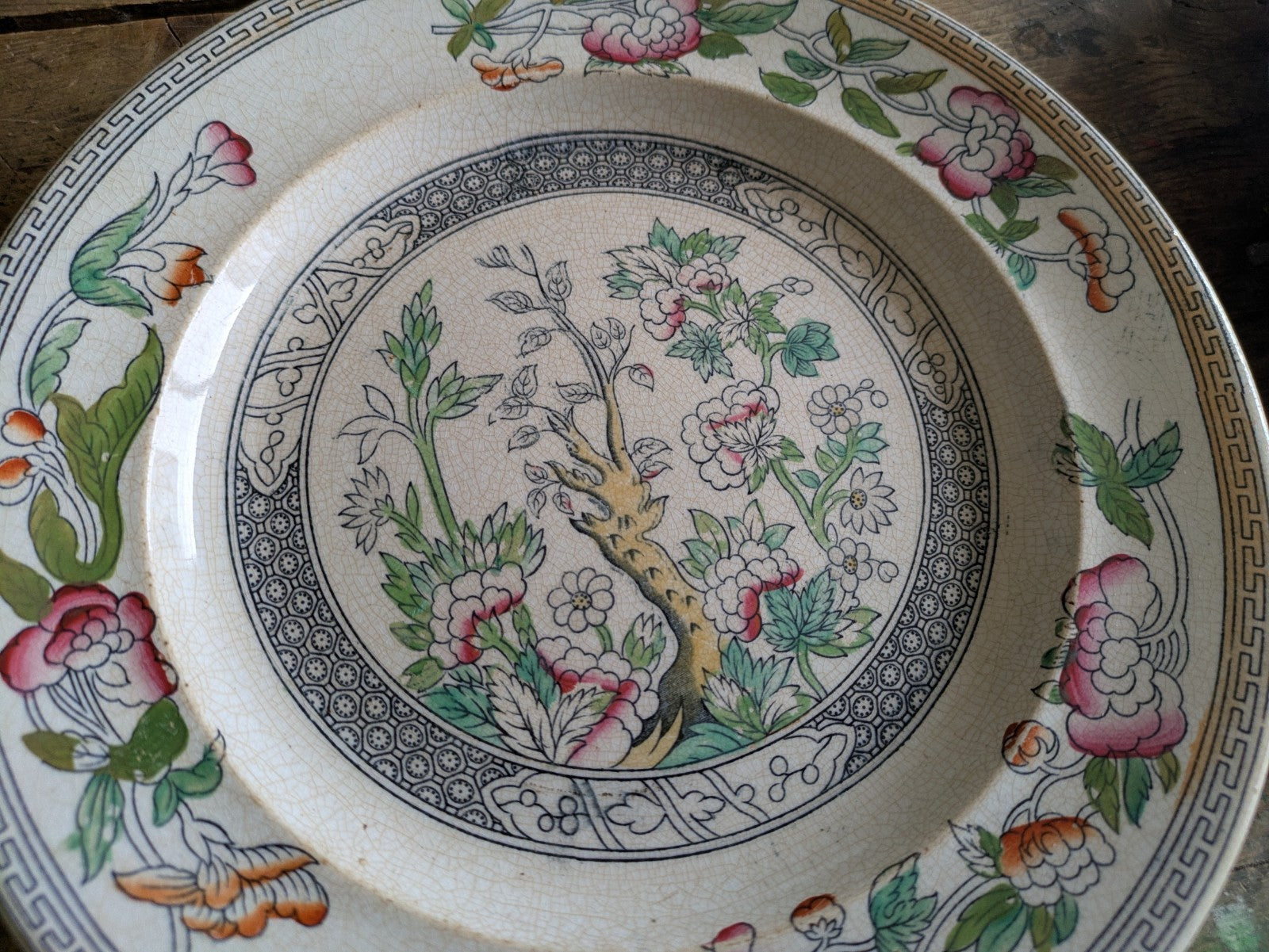 4 1860's Thomas Booth & Co Indian Tree Plates & 1x Wedgwood Plate Antique VTG 