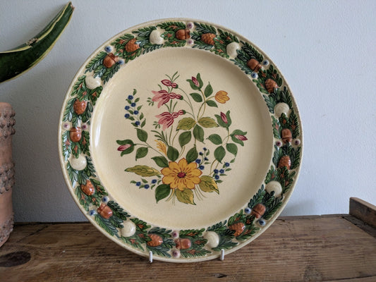 Royal Adams Ivory Titian Ware Dinner Plate Hand Painted Foliage Border Floral