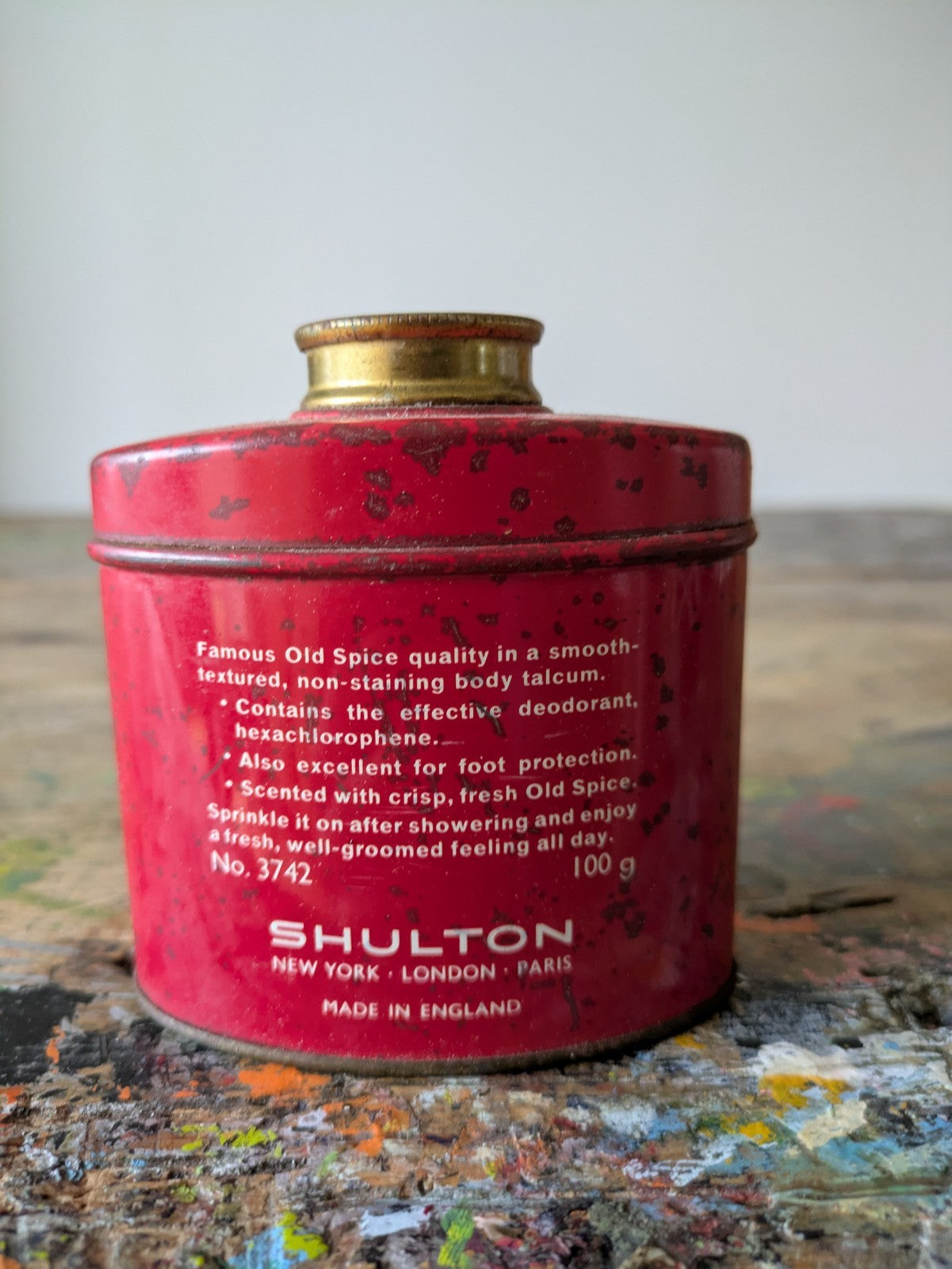 Mens Vintage Old Spice Talc For Men Shulton Advertising Tin 100g Prop TV Film 