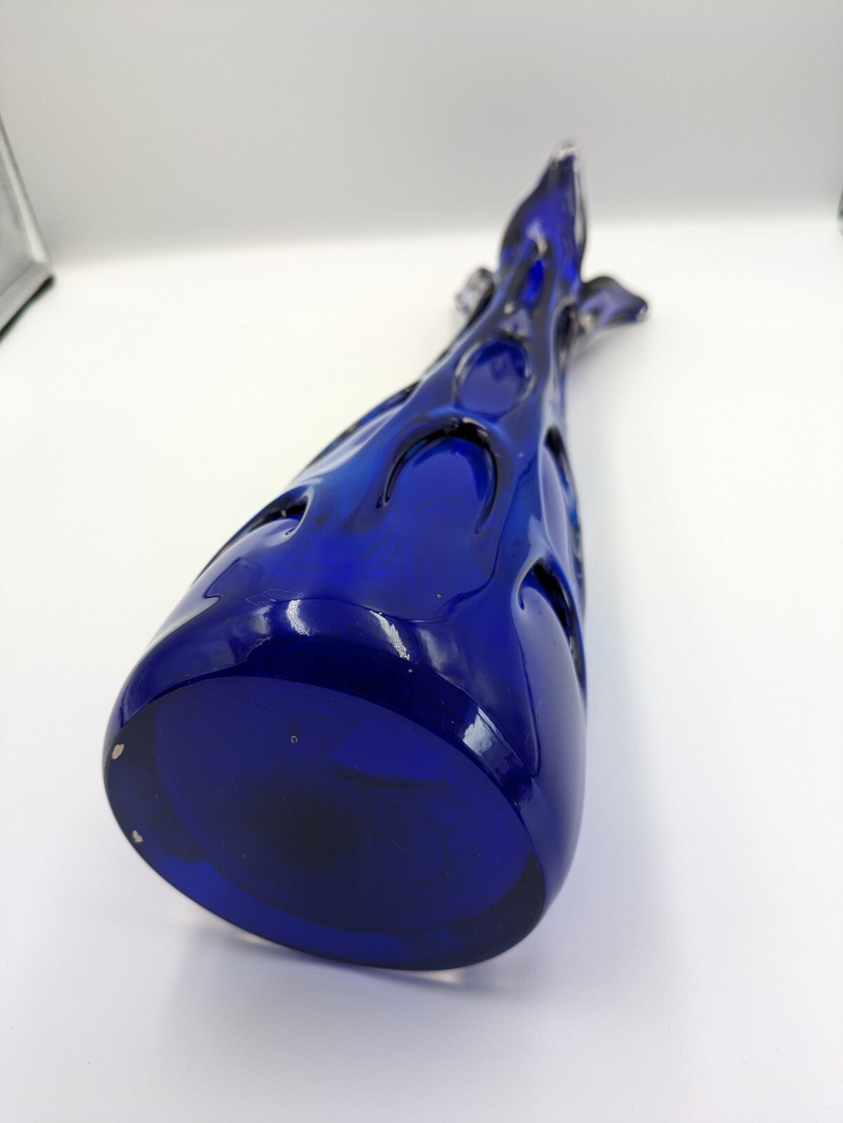 Vintage Bohemian Large Glass Vase By Jan Beranek, Skrdlovice Colbalt Blue 1960’s
