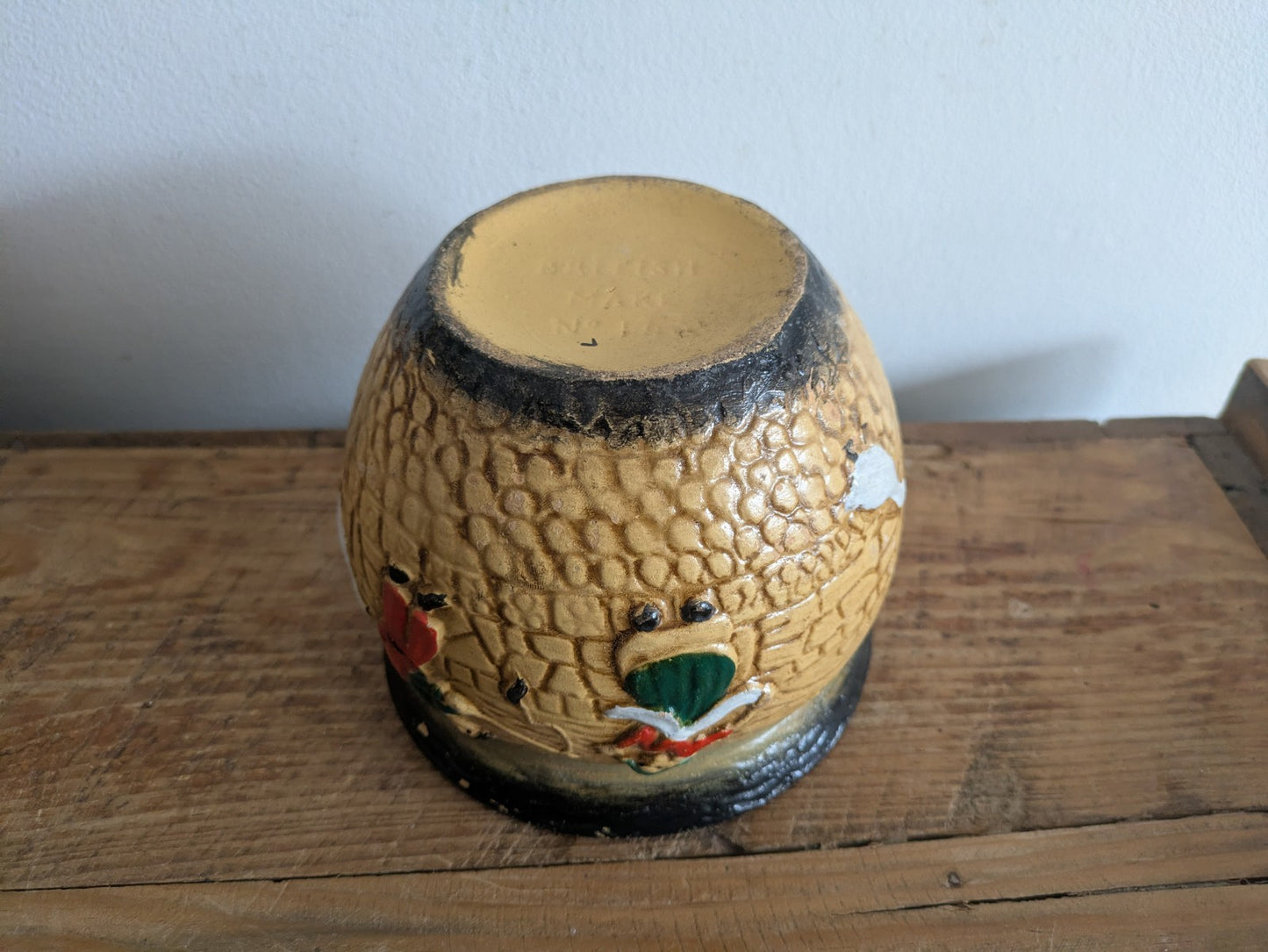 Antique Cyples Art Deco Old Pottery British Planter Vintage Embossed Folk Prop