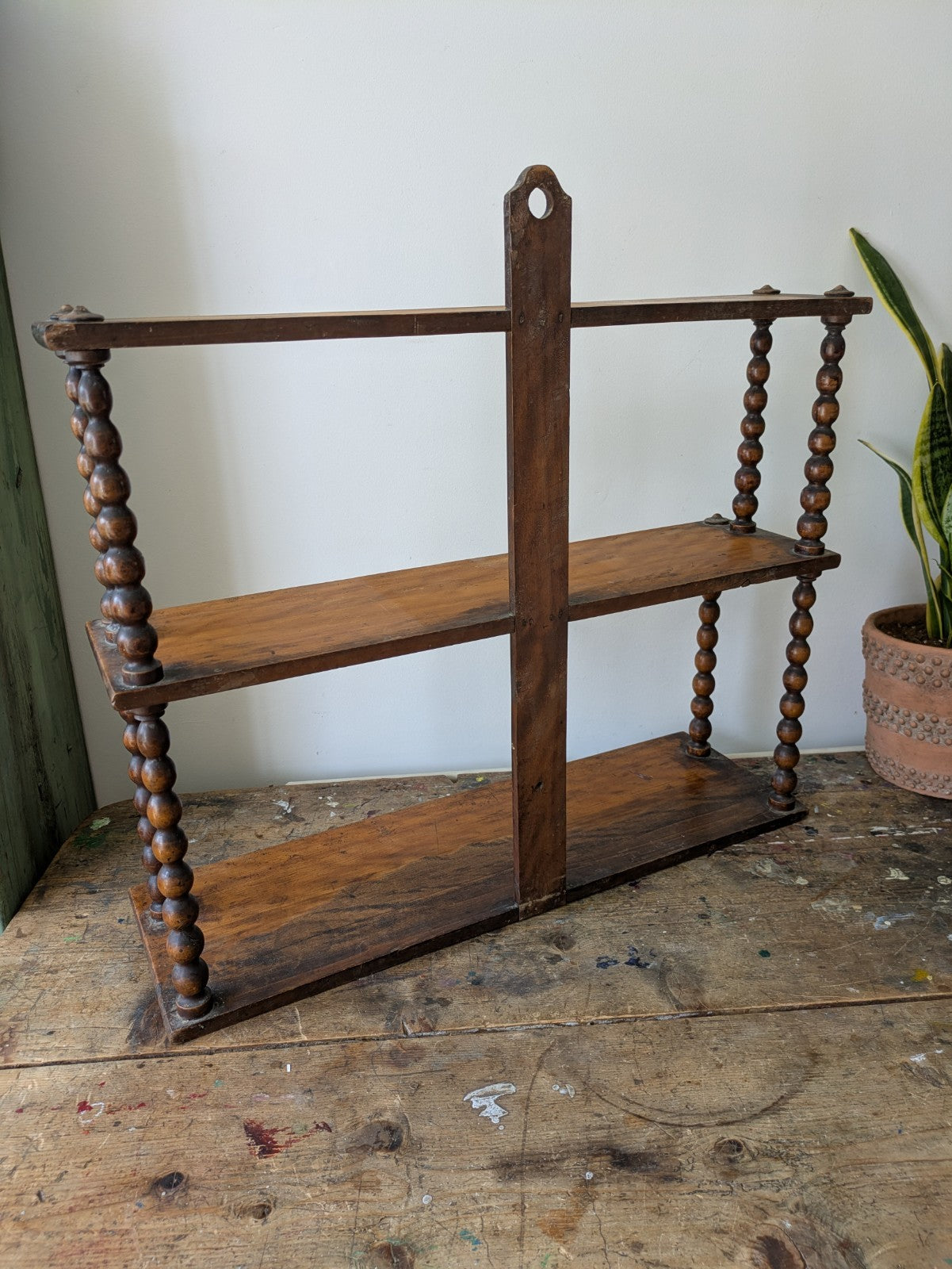 Antique Victorian French Console Shelves Whatnot Shelves with Bobbin Spindles