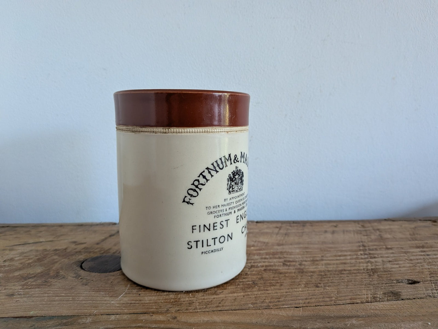 Vintage Fortnum & Mason English Stilton Stoneware Pot Storage Jar Pottery Crock