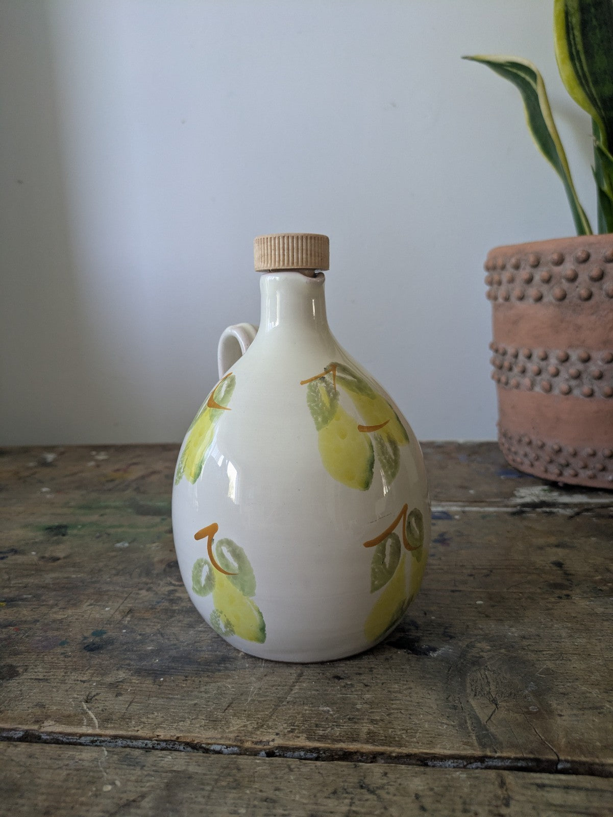 Vintage Italian Bocca Della Verita Ltd. Olive Oil Jug 500ml 1/2 L Pottery Vgc