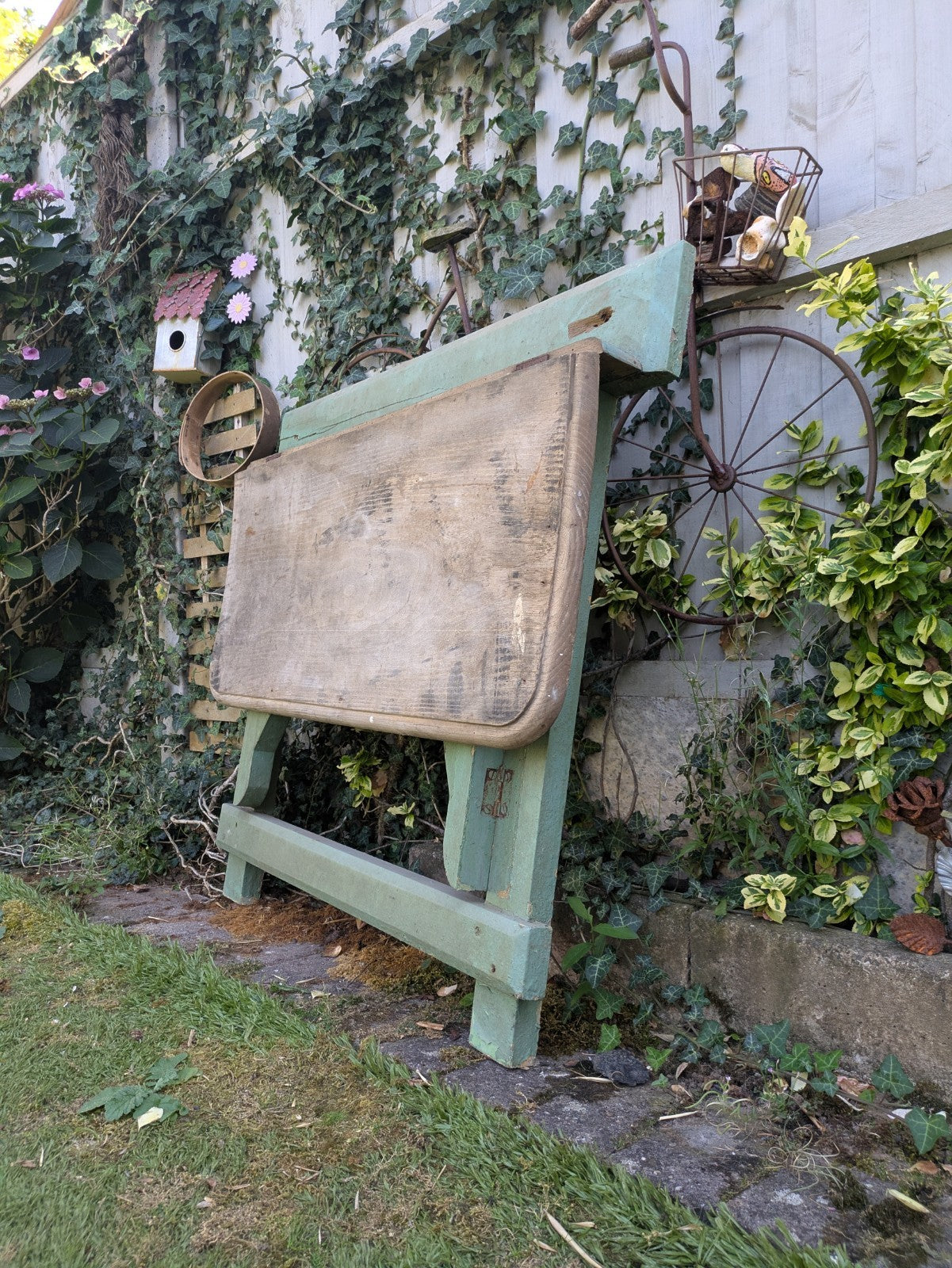 Vintage Antique Folding Table Pine Rustic Drop Down Wall Mounted Primitive Old 