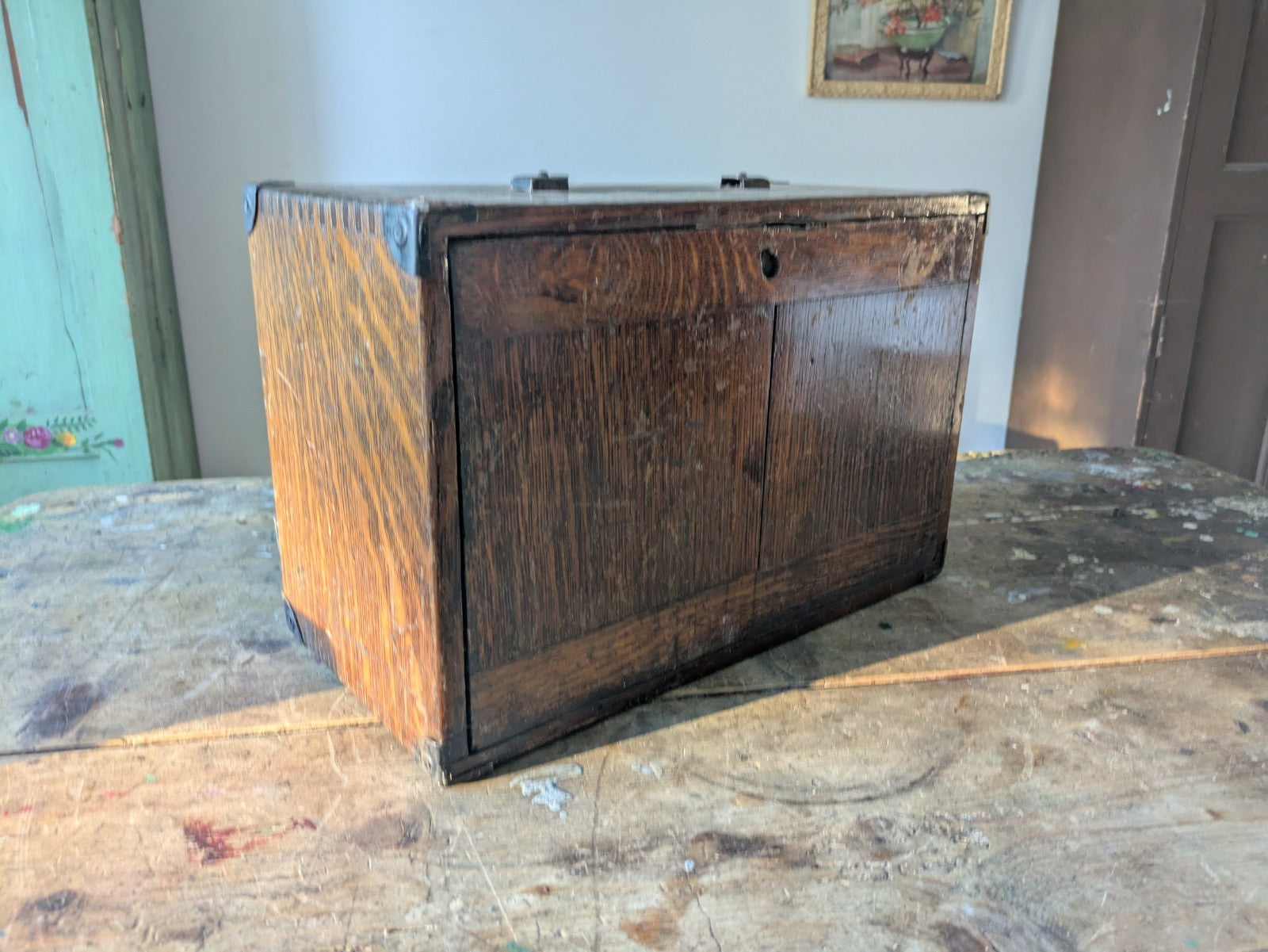 Vintage Oak 1930s Chest Drawer Vintage Engineers Wooden Tool Box Toolmakers Box 