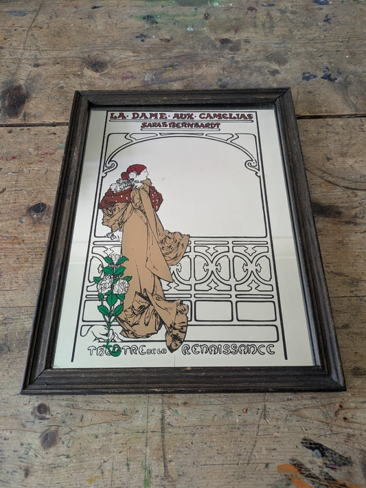 La Dame Aux Camélias Vintage Picture Mirror  Sarah Bernhardt Mucha French Retro 