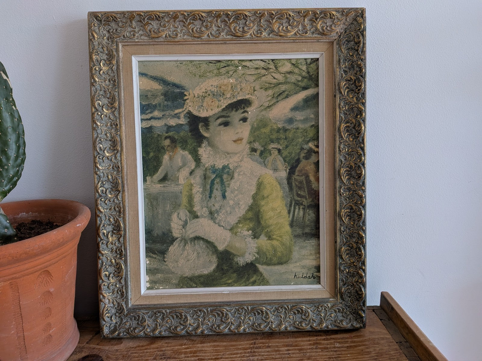 Vintage 1950’s Signed Print By Cherry Jeffe Huldah “Tavern On The Green” Framed