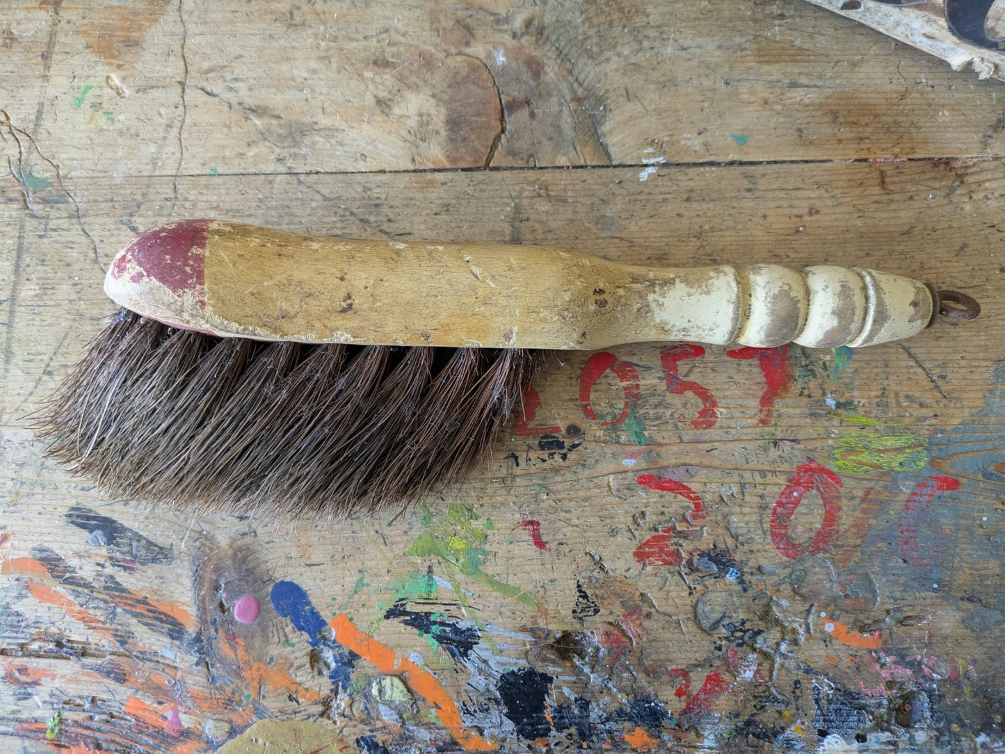Antique Early Cleaning BRUSH Large Kitchen Pantry Horse Hair Hanging Prop Decor 