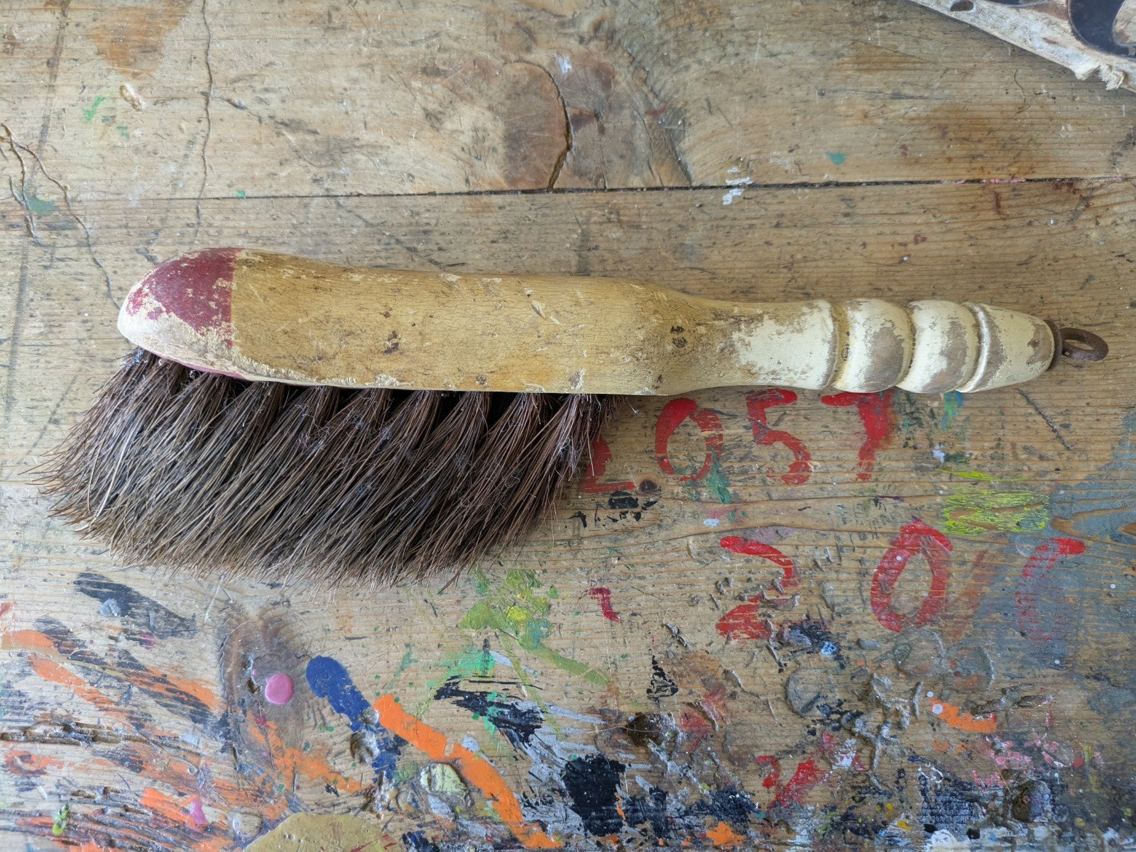 Antique Early Cleaning BRUSH Large Kitchen Pantry Horse Hair Hanging Prop Decor 